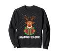 Reading Season Reindeer Bookworm Sweatshirt - Custom Art Print Men Women - T-Shirt, Sweatshirt, Hoodie