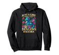 Just Who Loves Dragons And Books Dragon Hoodie - Graphic Print for Adults - T-Shirt, Sweatshirt, Hoodie