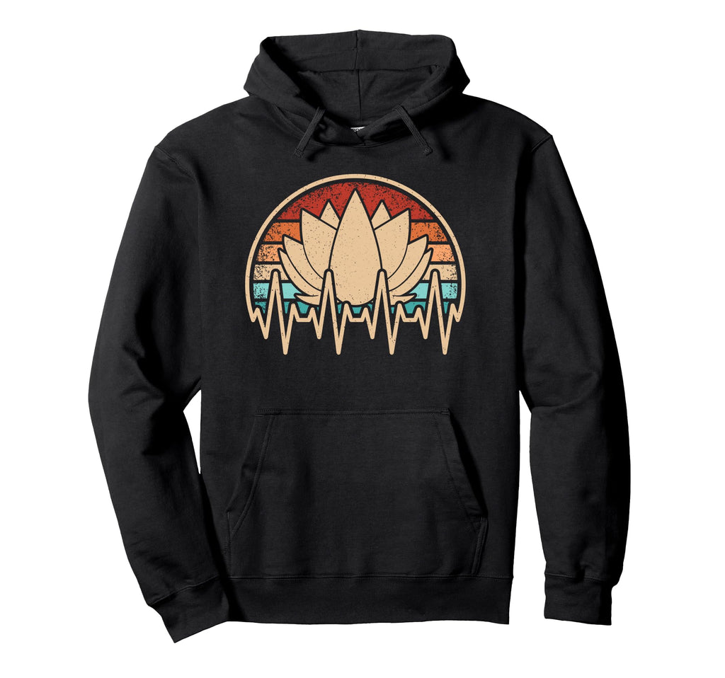Yoga Heartbeat Yogi Meditation Lotus Hoodie - Fun Novelty Design Men Women - T-Shirt, Sweatshirt, Hoodie