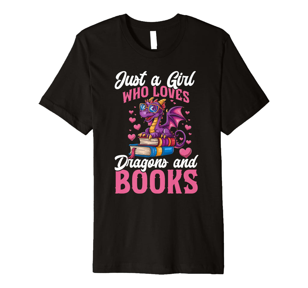 Just Who Loves Dragons And Books T-Shirt - Custom Art Print Men Women - T-Shirt, Sweatshirt, Hoodie