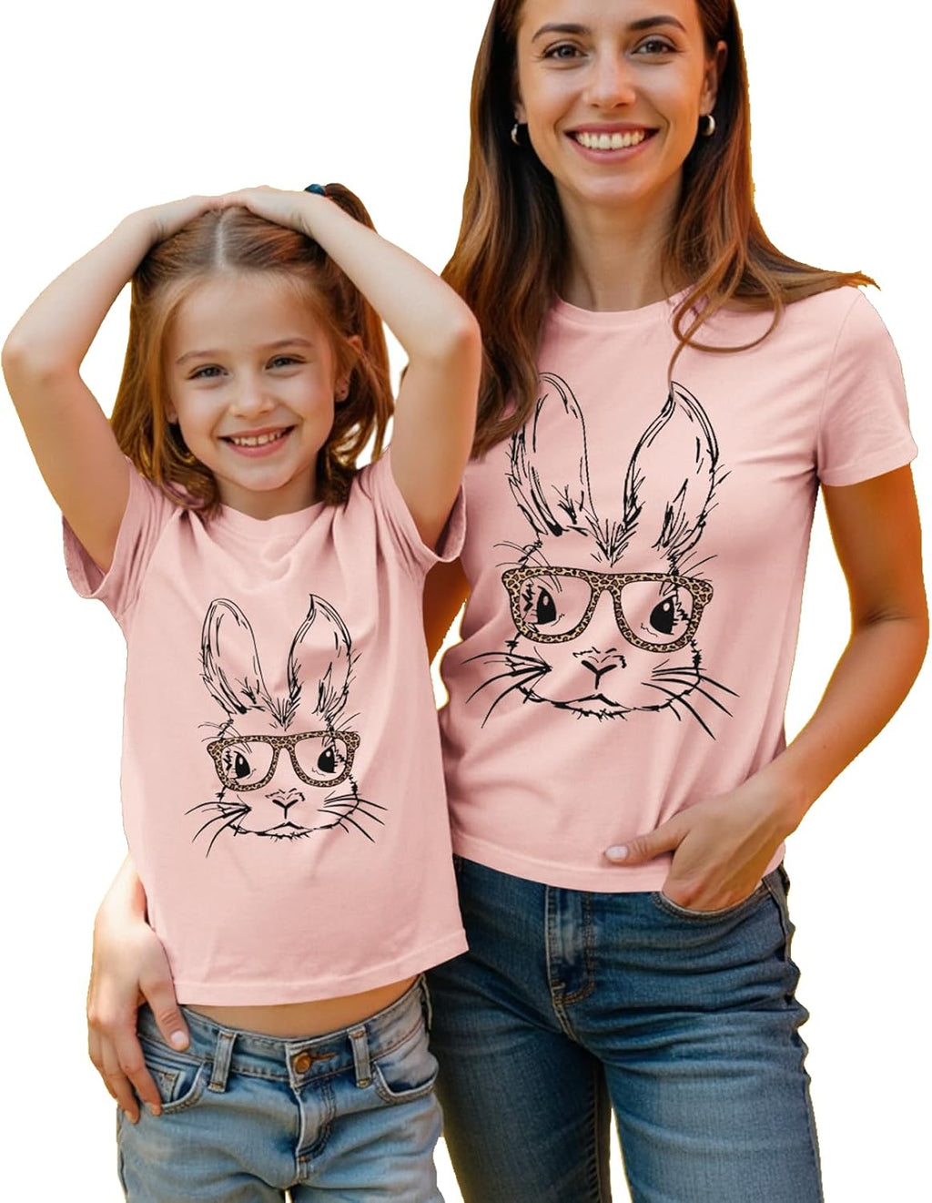 Easter Bunny Family Matching Clothes Mom and Me Cute Rabbit Glasses T-Shirt Summer Short Sleeve Tee Shirt Tops - T-Shirt, Sweatshirt, Hoodie