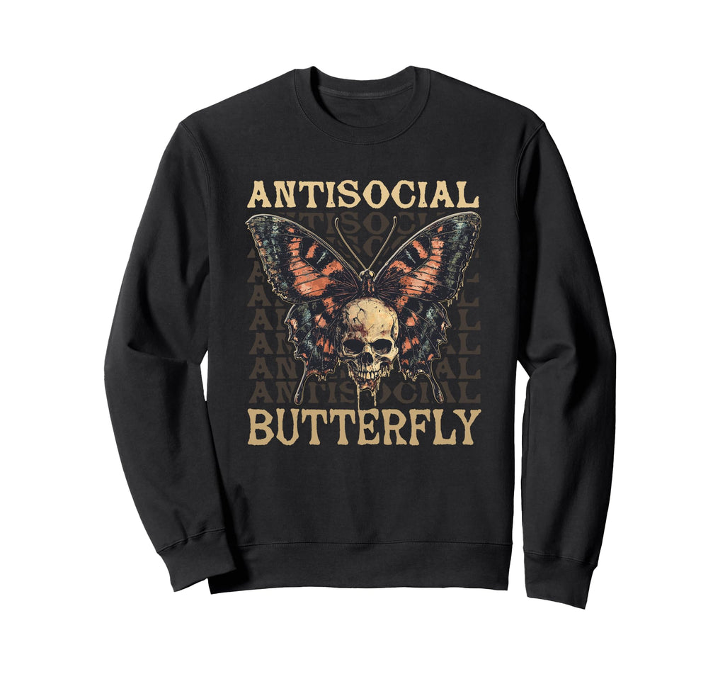 Antisocial Butterfly Gift Sweatshirt - Trendy Graphic for Adults - T-Shirt, Sweatshirt, Hoodie
