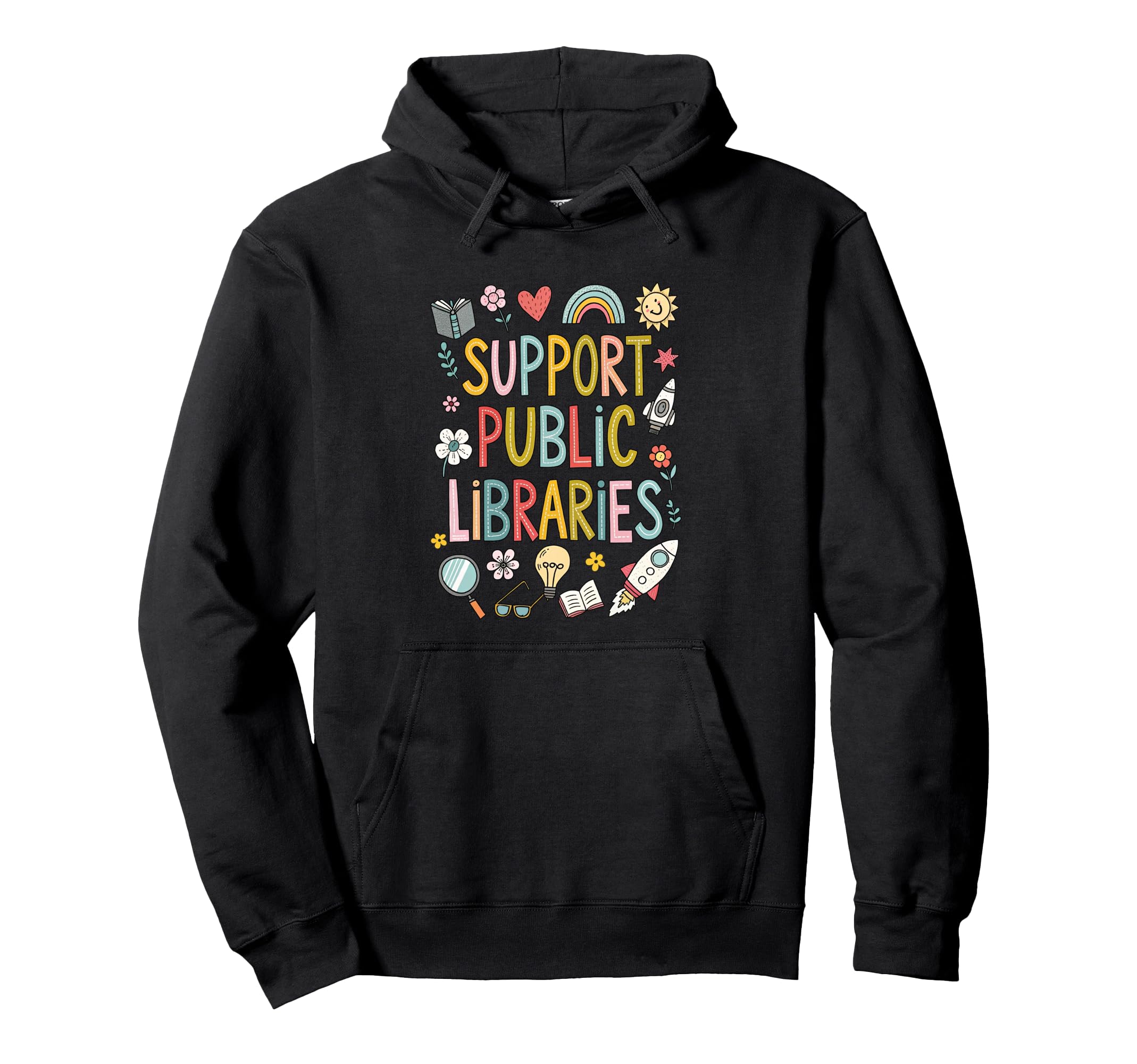 Support Public Libraries Reading Book Hoodie - Aesthetic Graphic Unisex - T-Shirt, Sweatshirt, Hoodie