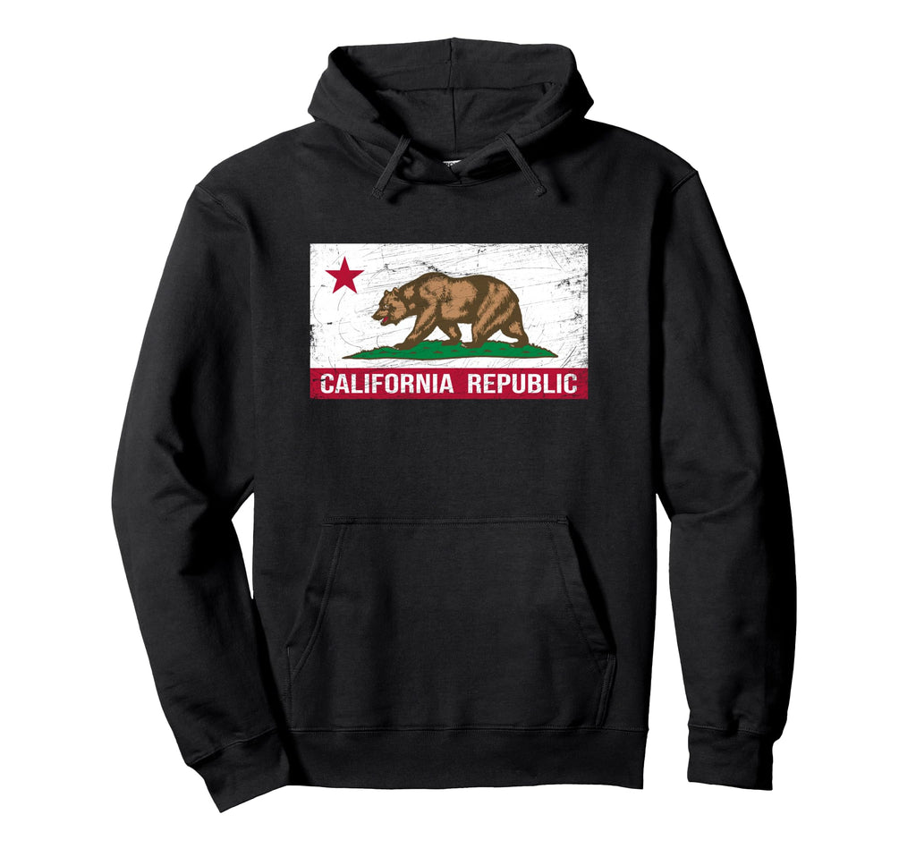 California Republic Flag Ca Distressed Hoodie - Graphic Print for Adults - T-Shirt, Sweatshirt, Hoodie