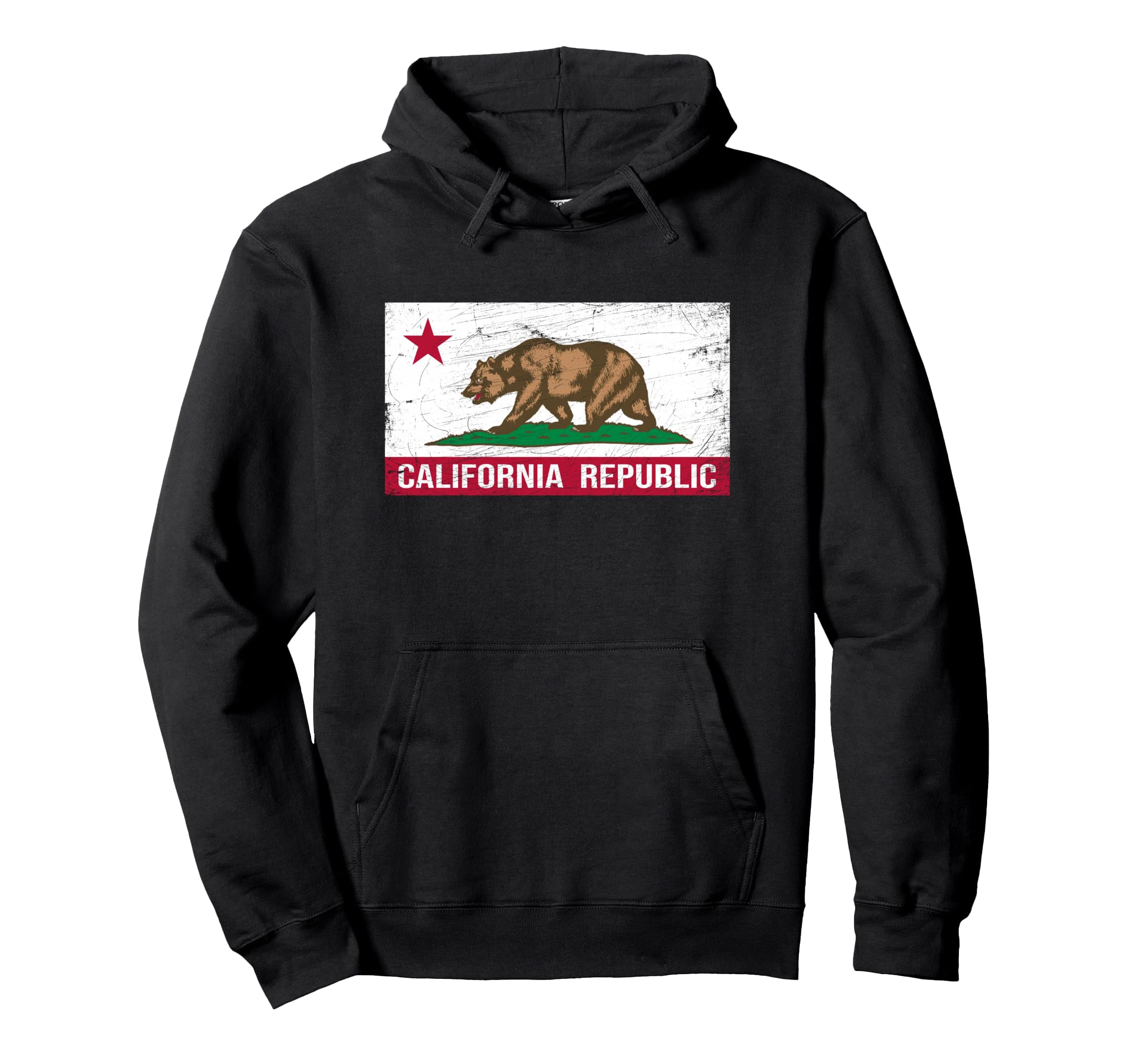 California Republic Flag Ca Distressed Hoodie - Graphic Print for Adults - T-Shirt, Sweatshirt, Hoodie
