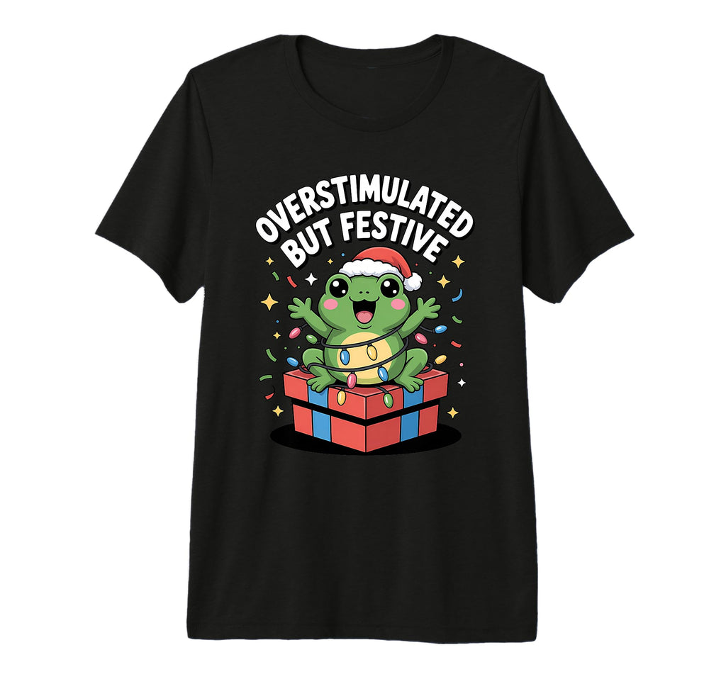 Overstimulated But Festive Frog Lights Tri T-Shirt - Trendy Graphic Unisex - T-Shirt, Sweatshirt, Hoodie