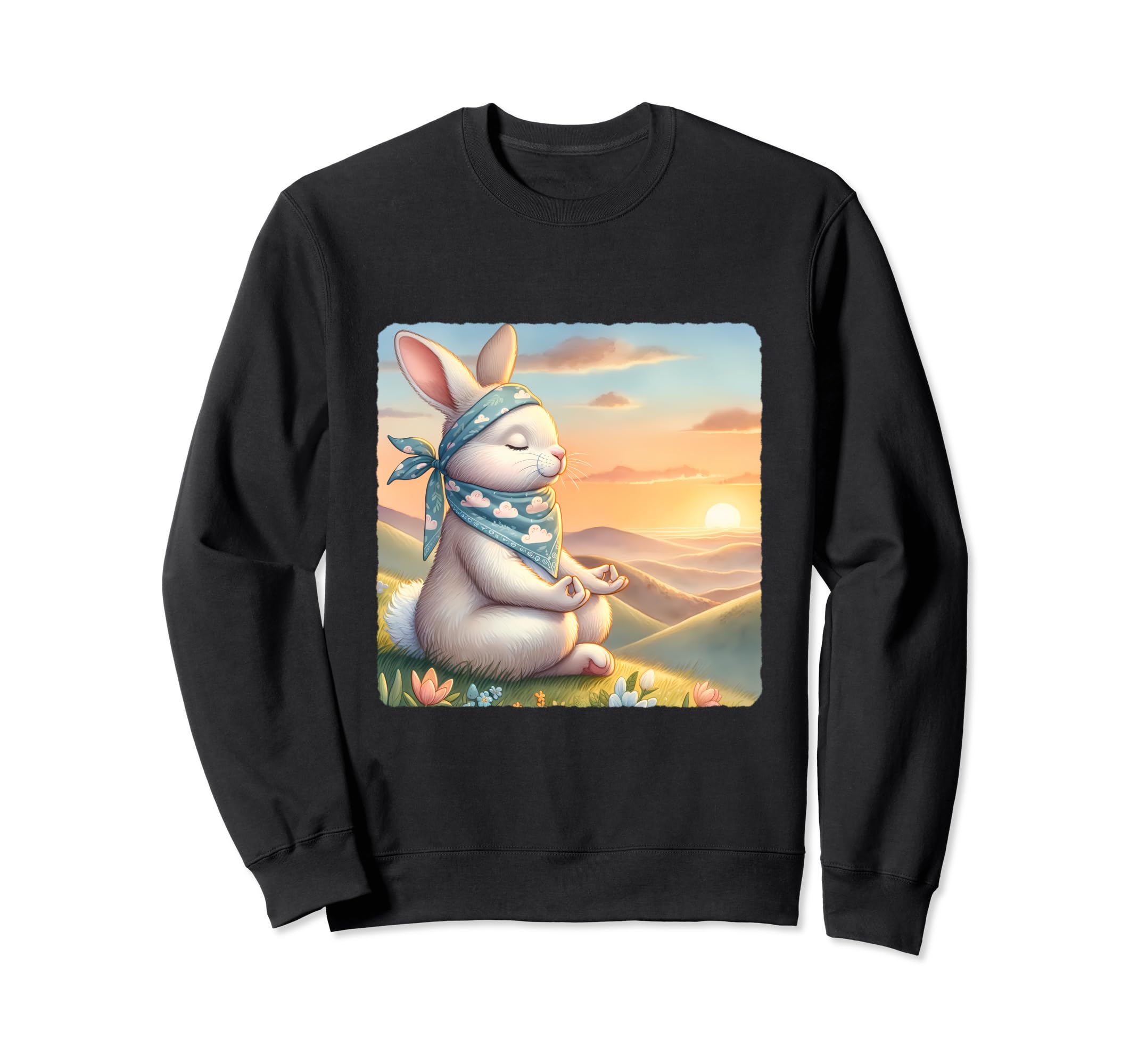 Rabbit Practicing Meditation Atop Sweatshirt - Minimalist Print Men Women - T-Shirt, Sweatshirt, Hoodie