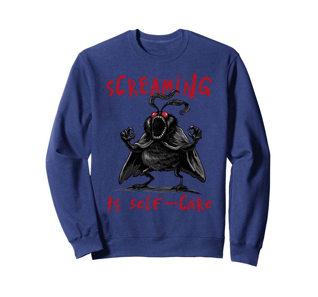 Screaming Is Self Care Mothman Cryptid Sweatshirt - Graphic Print Unisex - T-Shirt, Sweatshirt, Hoodie