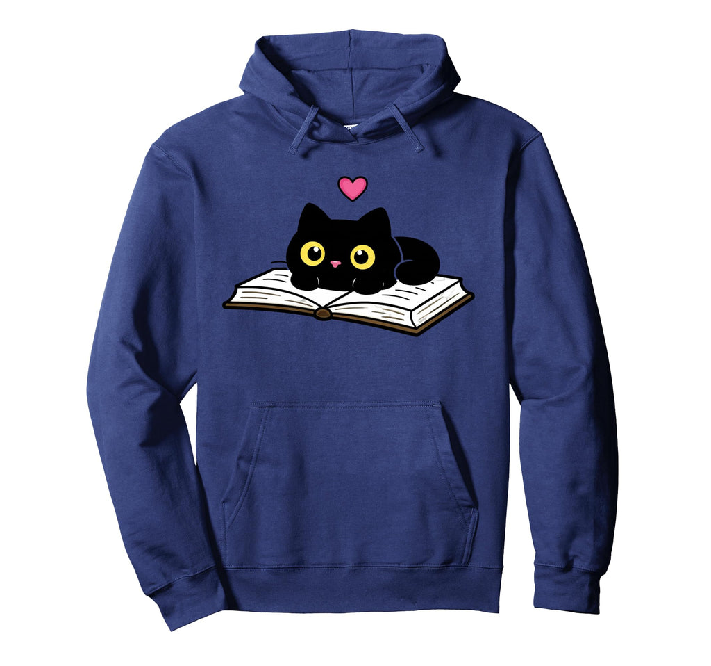 Cat Reading Book Book Lover Bibliophile Hoodie - Trendy Graphic Unisex - T-Shirt, Sweatshirt, Hoodie