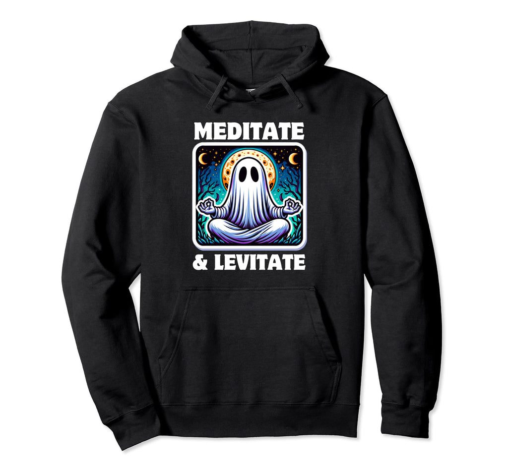Ghost Meditation Spiritual Halloween Hoodie - Minimalist Print for Adults - T-Shirt, Sweatshirt, Hoodie
