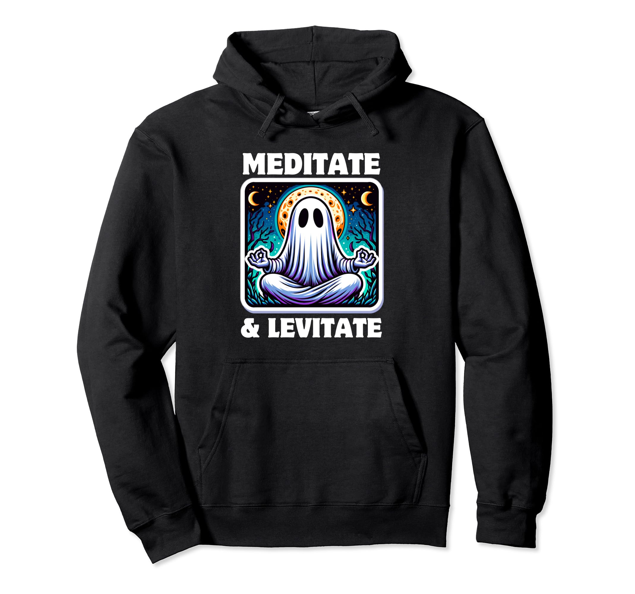 Ghost Meditation Spiritual Halloween Hoodie - Minimalist Print for Adults - T-Shirt, Sweatshirt, Hoodie