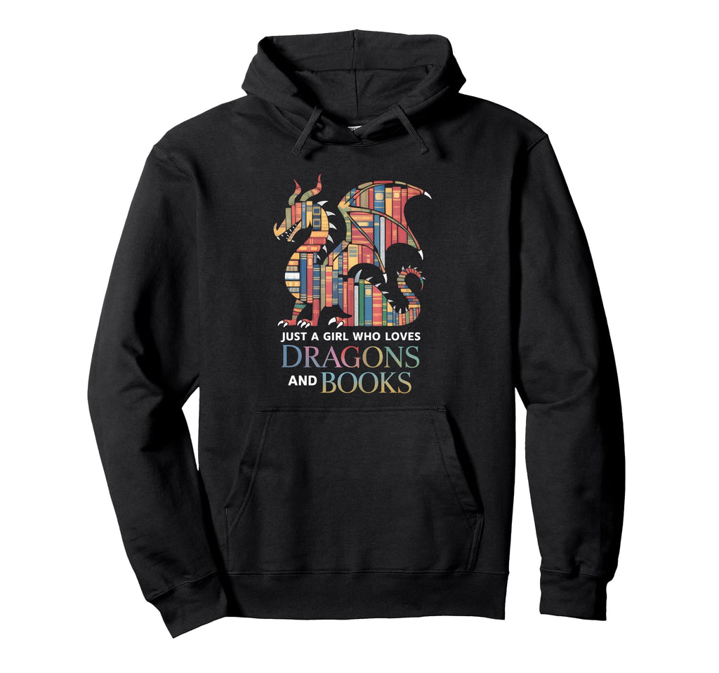 Just Who Loves Dragons And Books Hoodie - Minimalist Print Unisex - T-Shirt, Sweatshirt, Hoodie