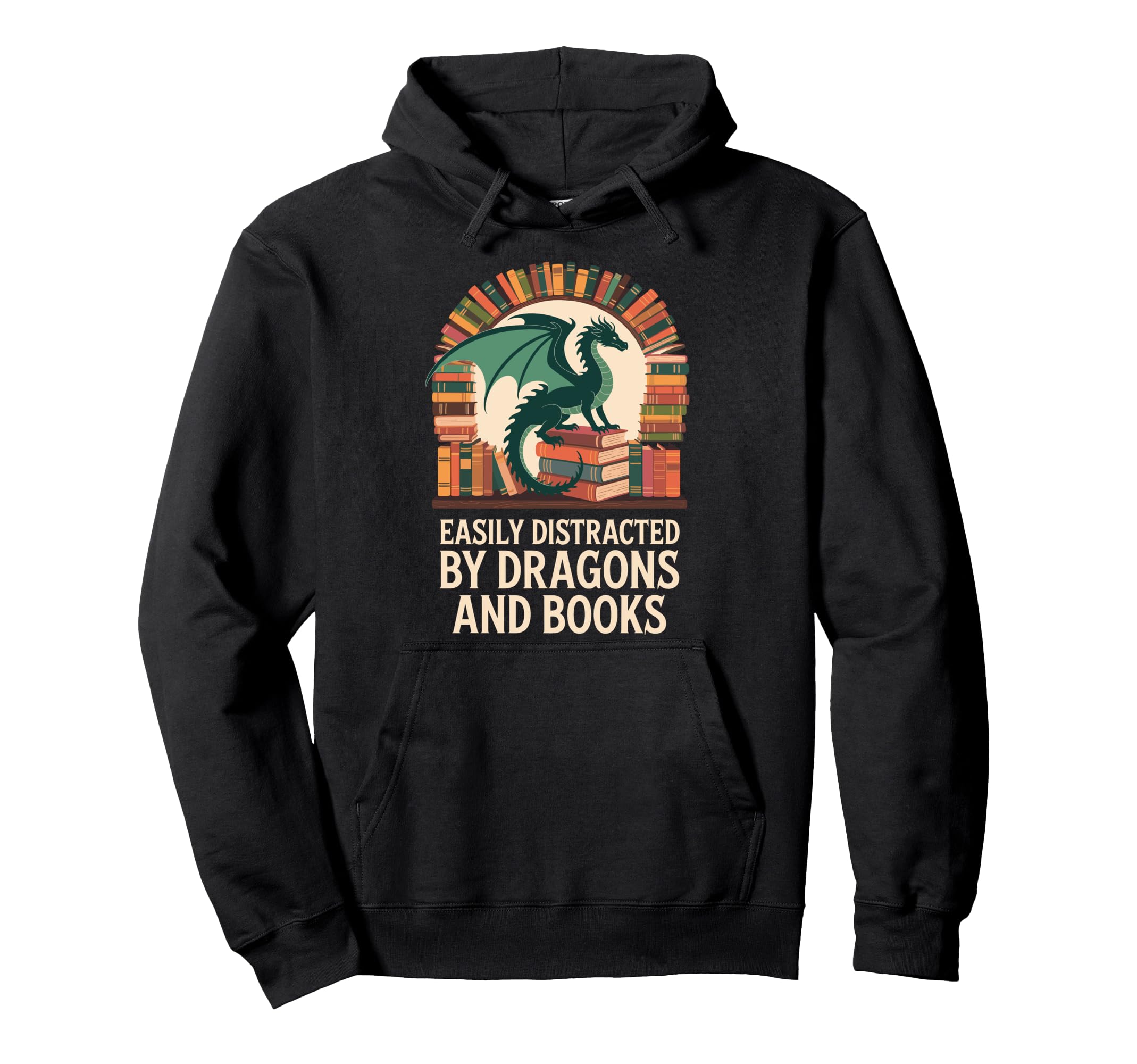 Easily Distracted Dragons And Books Hoodie - Streetwear Style Unisex - T-Shirt, Sweatshirt, Hoodie