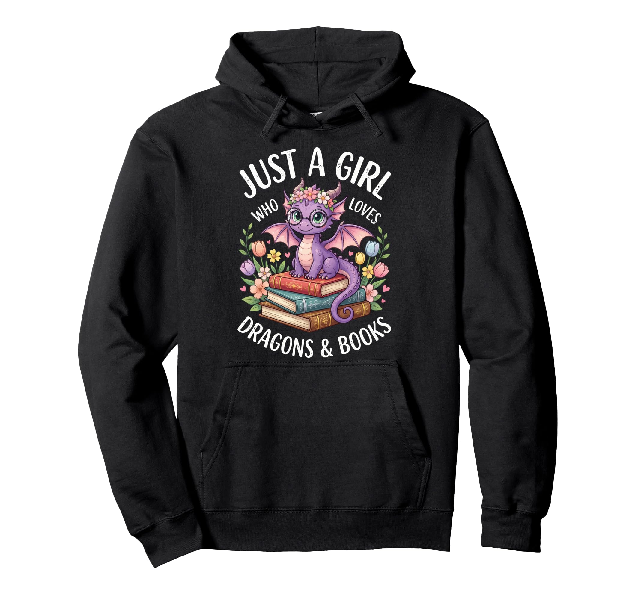 Just Who Loves Dragons And Books Hoodie - Minimalist Print for Adults - T-Shirt, Sweatshirt, Hoodie