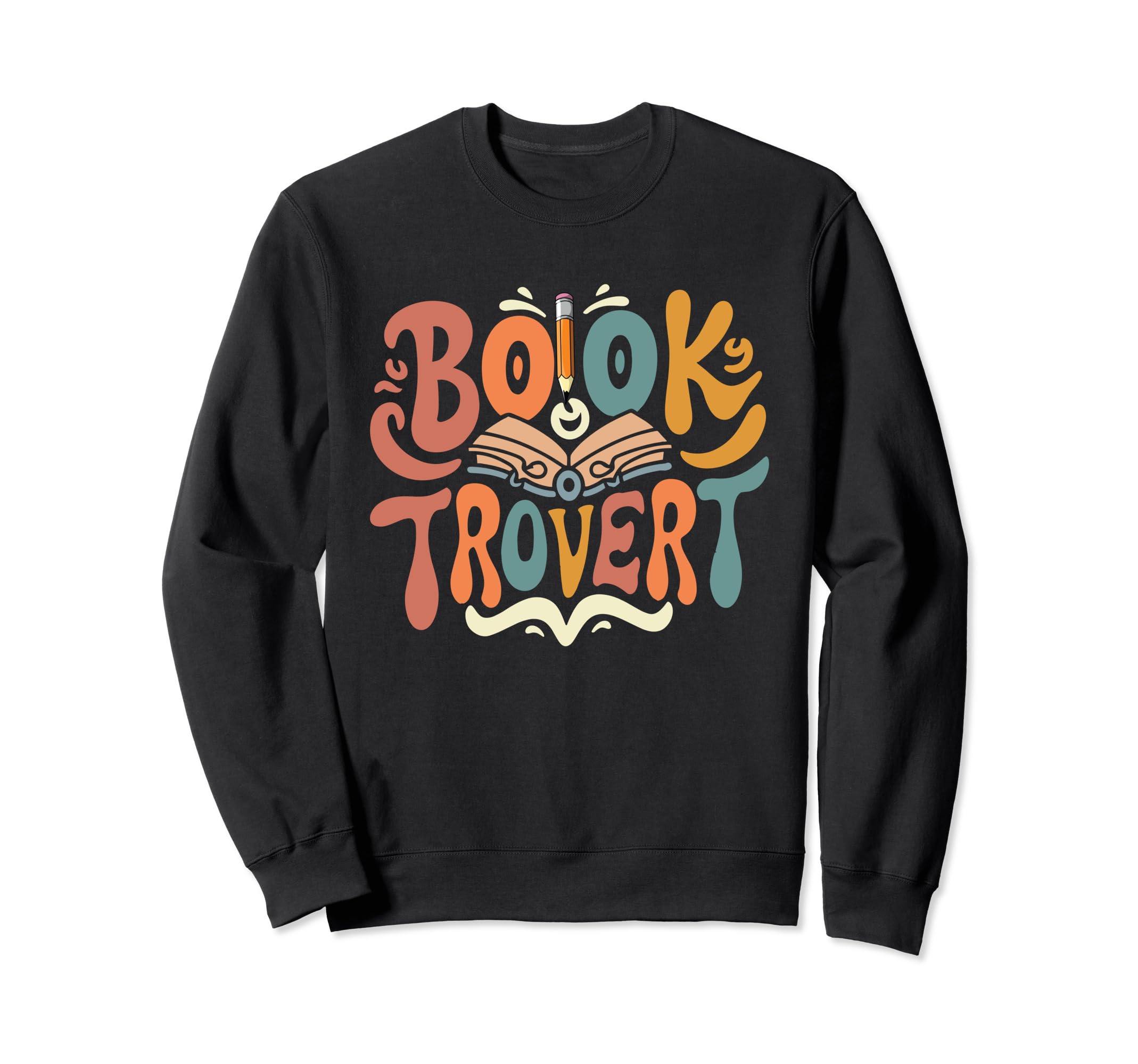 Booktrovert Groovy Book Lovers Sweatshirt - Custom Art Print Unisex - T-Shirt, Sweatshirt, Hoodie