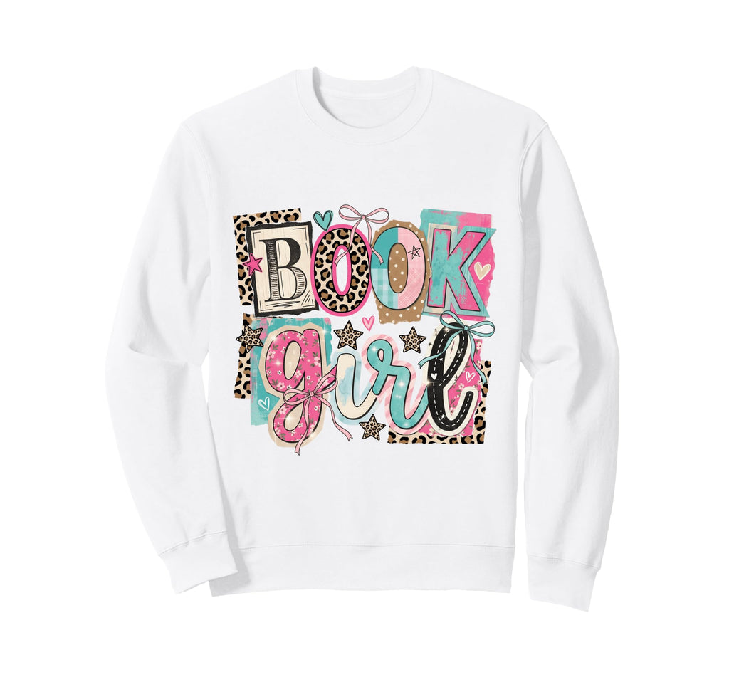 Book Reader Leopard Floral Collage Sweatshirt - Aesthetic Graphic Unisex - T-Shirt, Sweatshirt, Hoodie