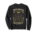 Anti Social Butterfly Moon Stars Sweatshirt - Casual Everyday Wear Unisex - T-Shirt, Sweatshirt, Hoodie