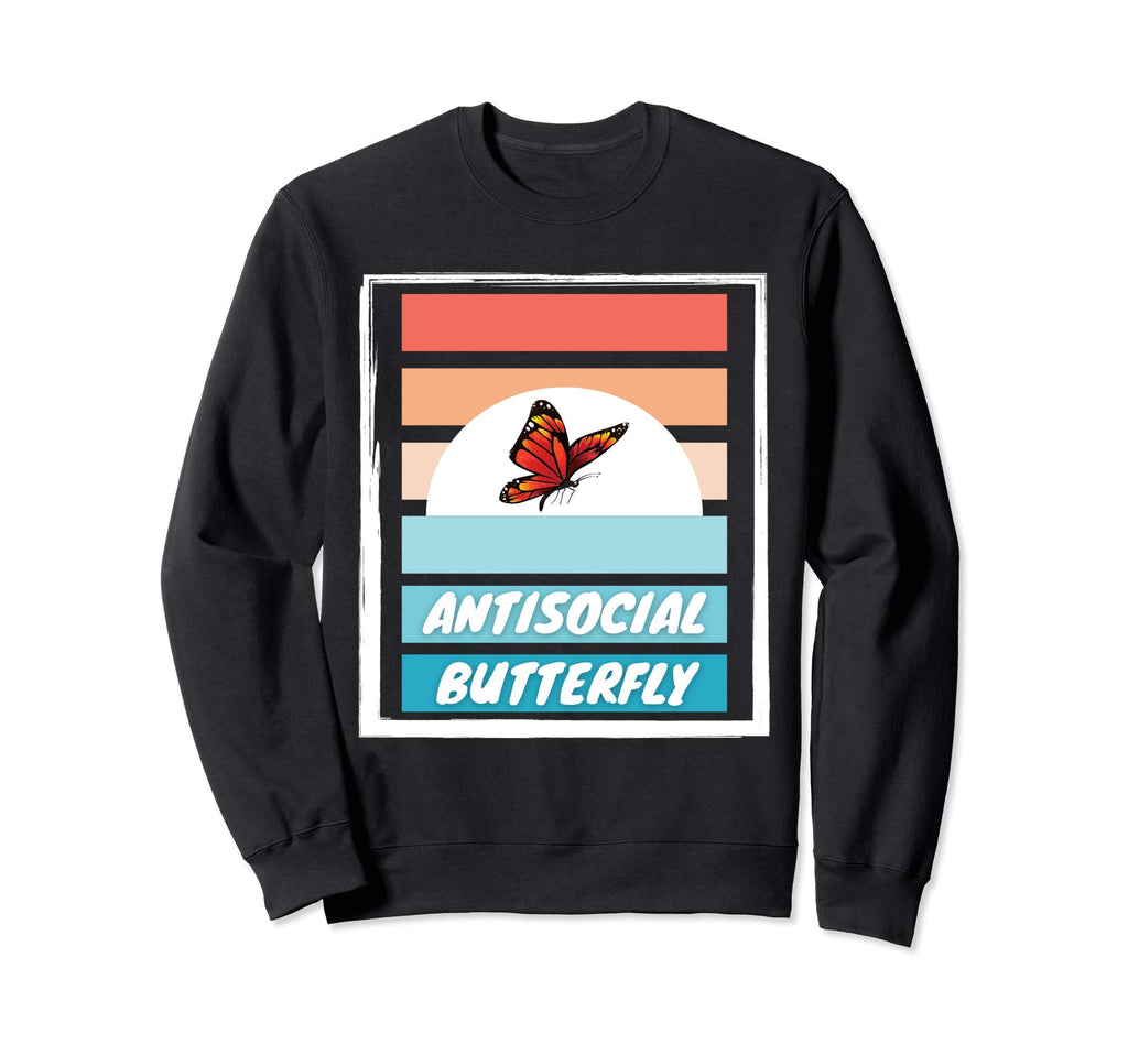 Funny Antisocial Butterfly Sweatshirt - Minimalist Print for Adults - T-Shirt, Sweatshirt, Hoodie