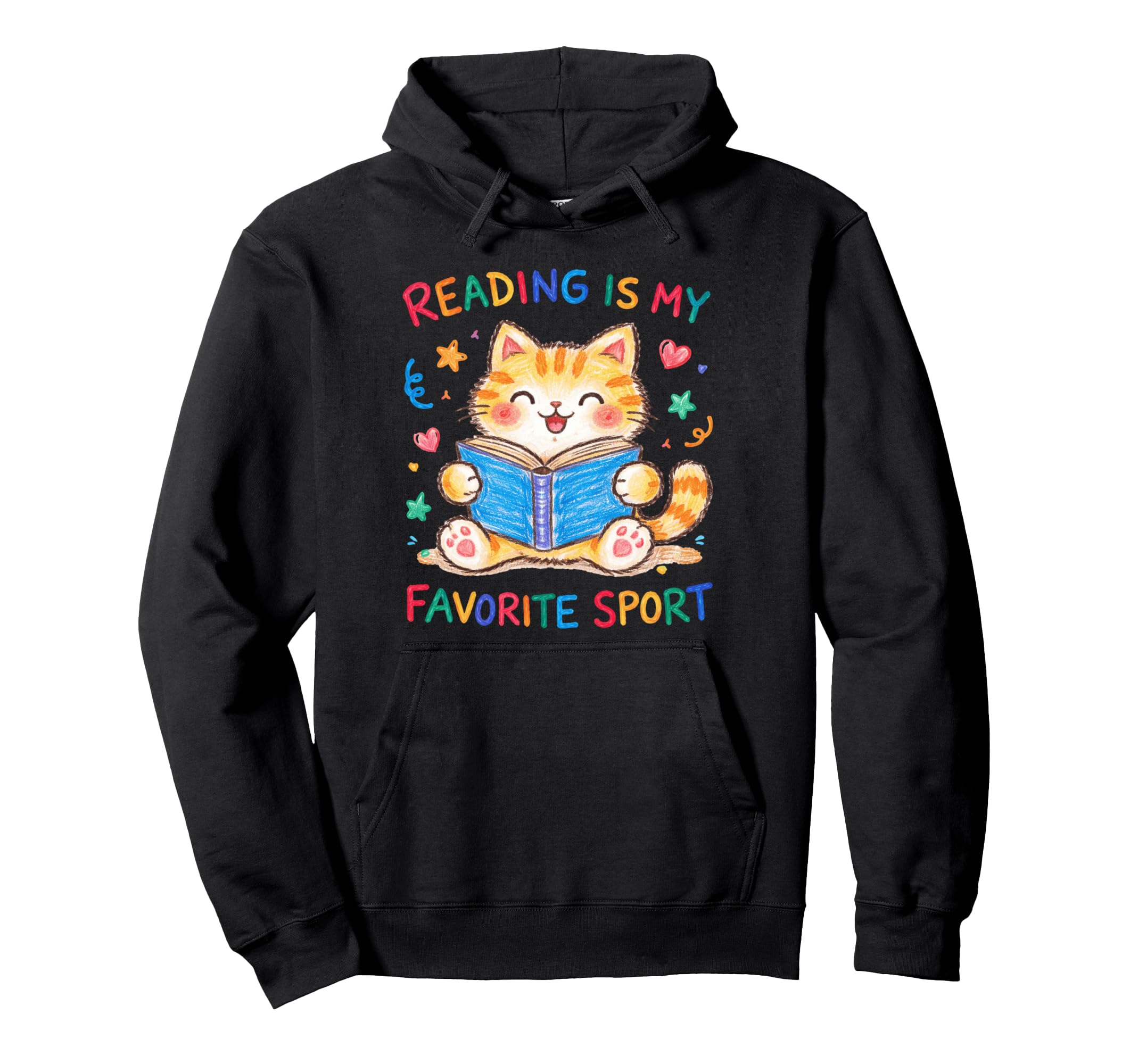 Reading Is My Favorite Sport Cat Funny Hoodie - Minimalist Print Unisex - T-Shirt, Sweatshirt, Hoodie