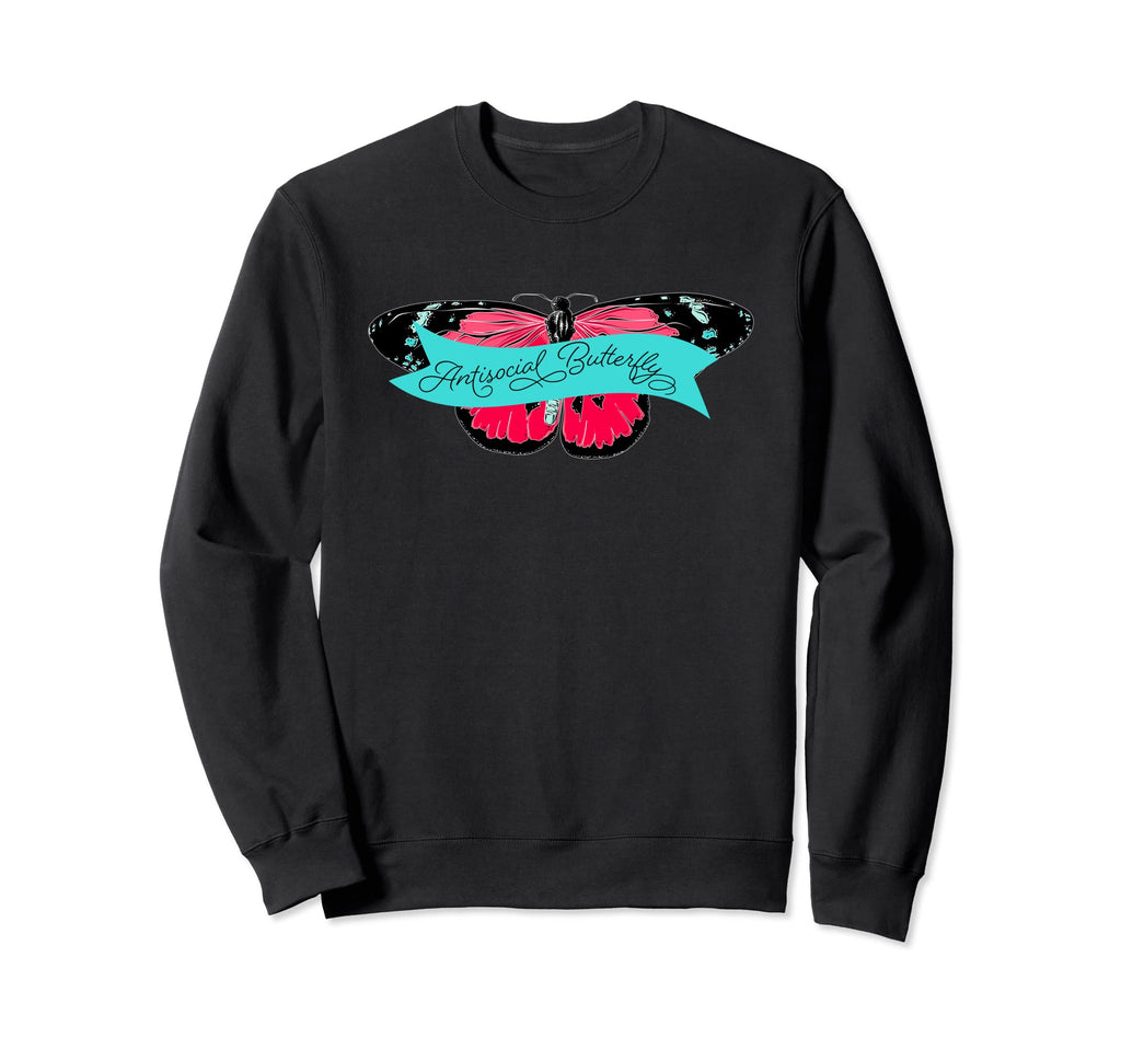 Funny Antisocial Butterfly Social Sweatshirt - Aesthetic Graphic Unisex - T-Shirt, Sweatshirt, Hoodie
