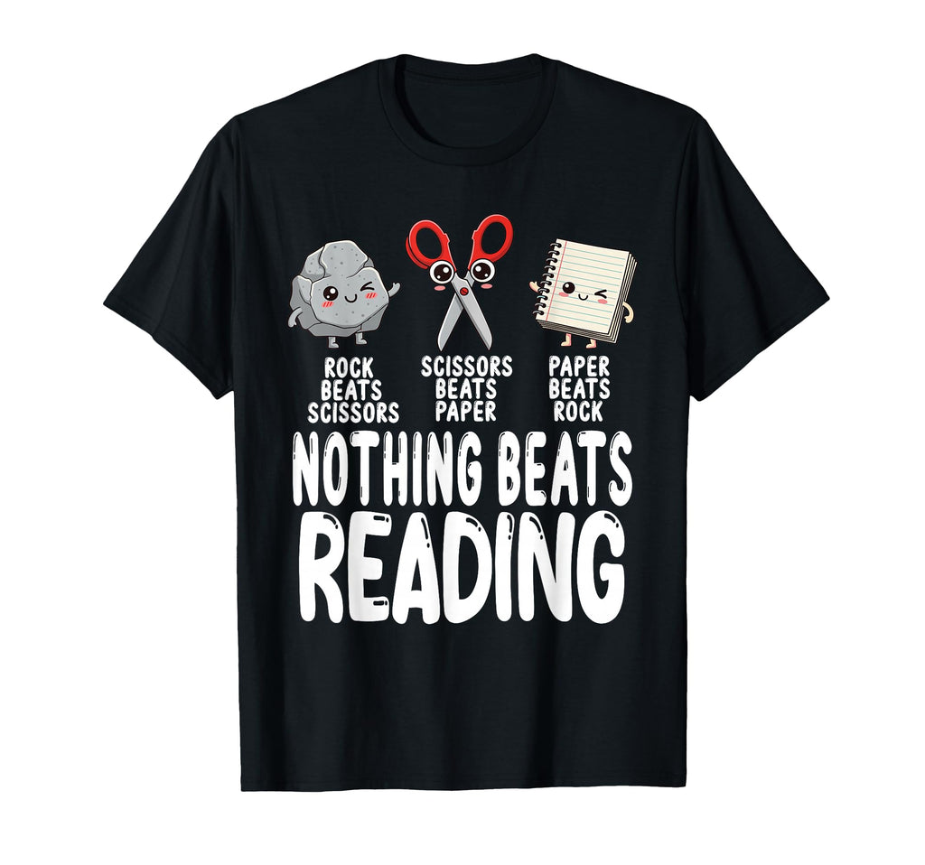 Nothing Beats Reading Rock Paper T-Shirt - Minimalist Print Unisex - T-Shirt, Sweatshirt, Hoodie