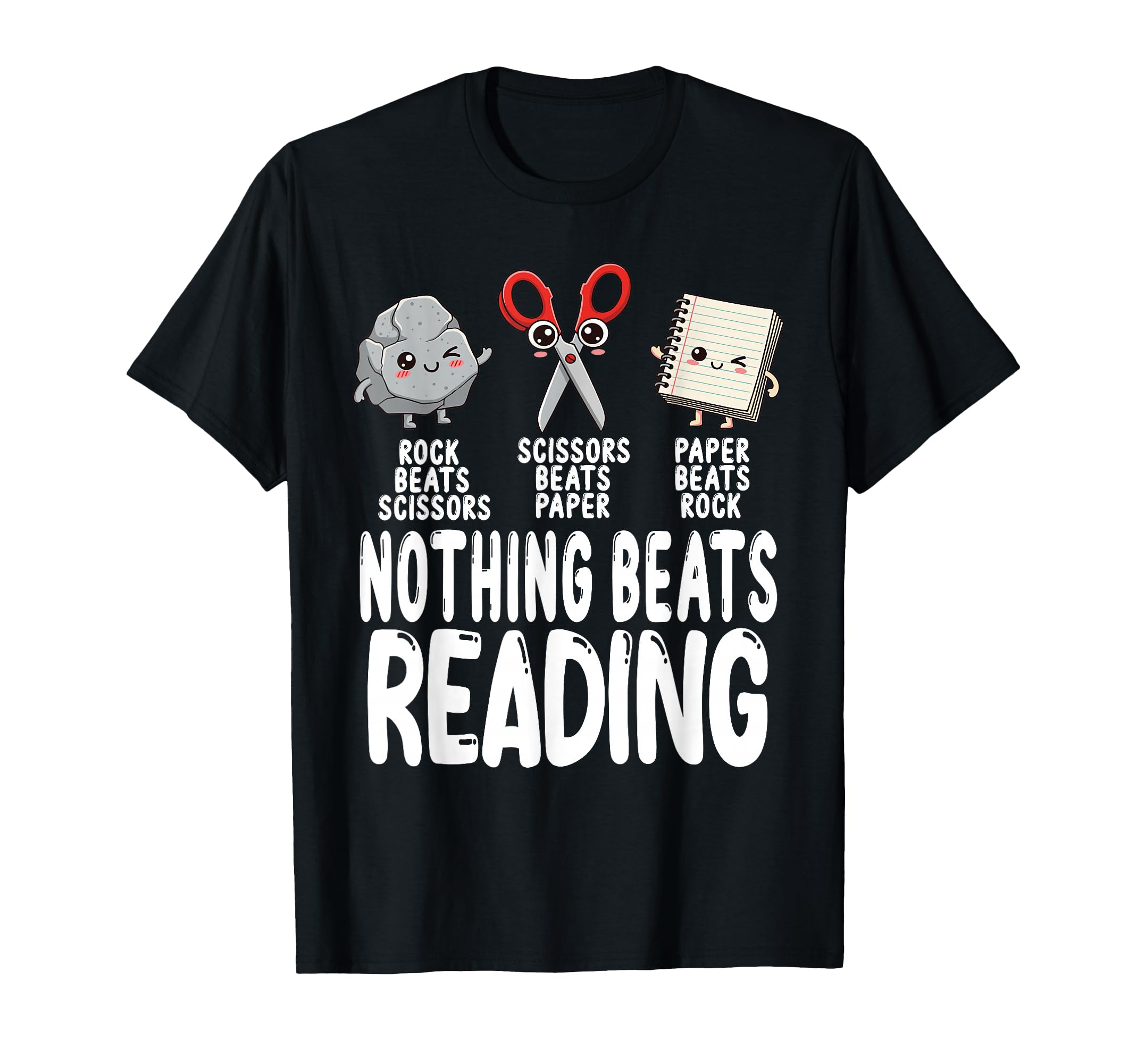 Nothing Beats Reading Rock Paper T-Shirt - Minimalist Print Unisex - T-Shirt, Sweatshirt, Hoodie