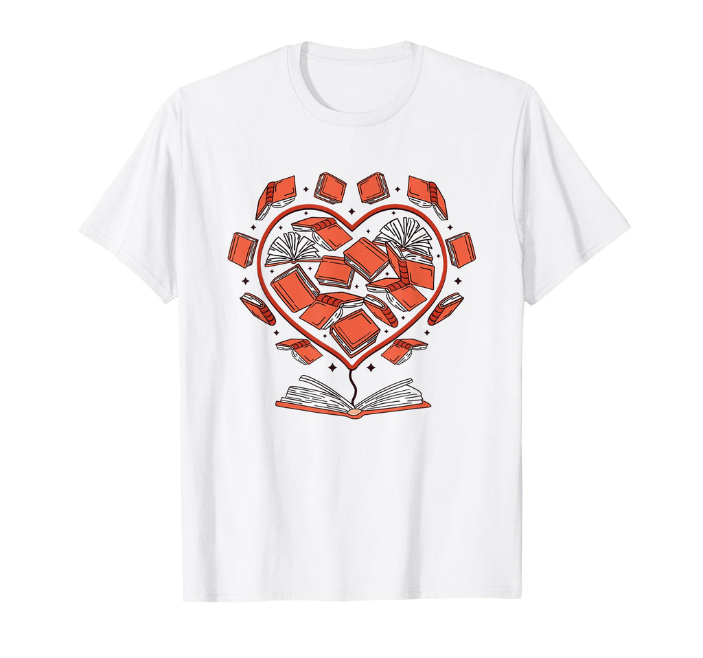 Heart Shape Librarian Themed Book T-Shirt - Custom Art Print Men Women - T-Shirt, Sweatshirt, Hoodie