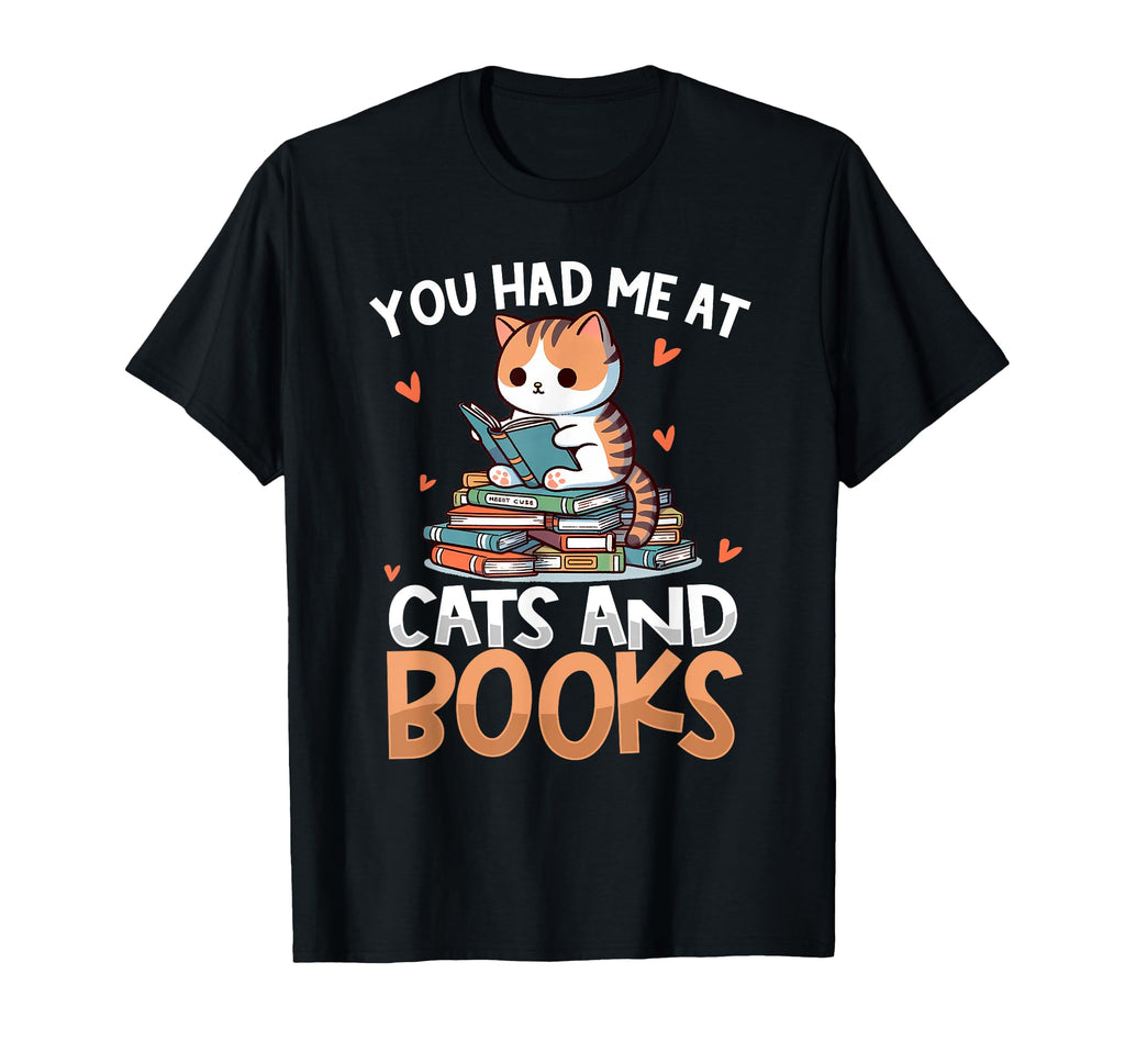 Cats Books Literature Reading Book Lover T-Shirt - Trendy Graphic Unisex - T-Shirt, Sweatshirt, Hoodie