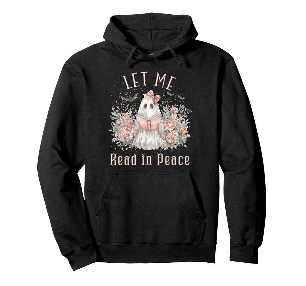 Ghost Book Lover Let Me Read Peace Hoodie - Aesthetic Graphic for Adults - T-Shirt, Sweatshirt, Hoodie