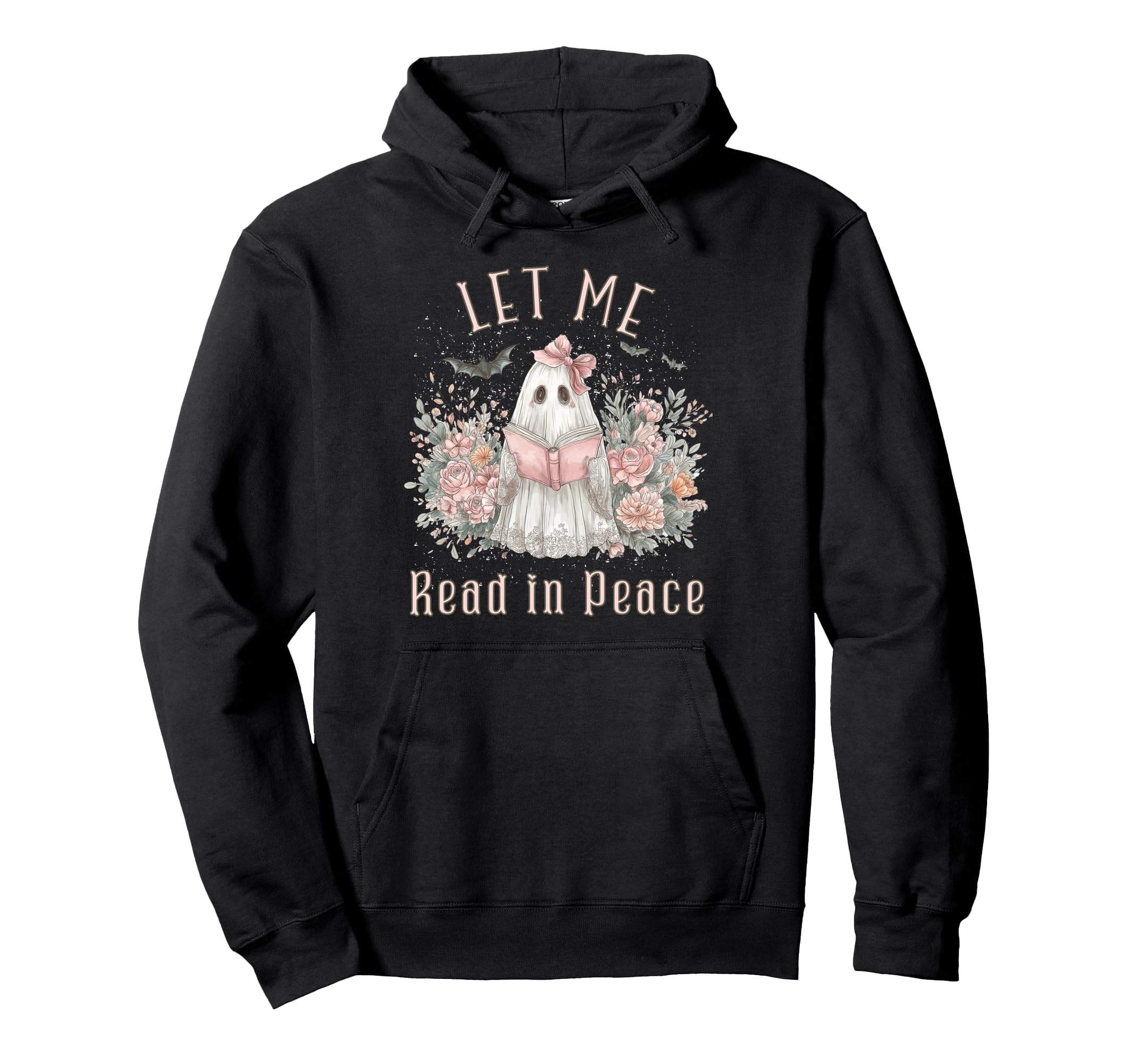 Ghost Book Lover Let Me Read Peace Hoodie - Aesthetic Graphic for Adults - T-Shirt, Sweatshirt, Hoodie
