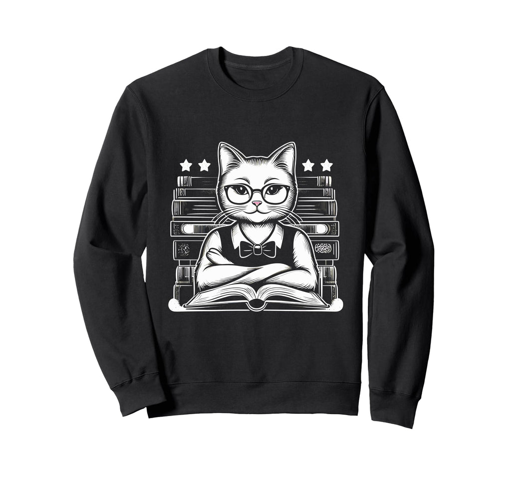 Cat Librarian Library Book Reading Sweatshirt - Novelty Apparel Unisex - T-Shirt, Sweatshirt, Hoodie