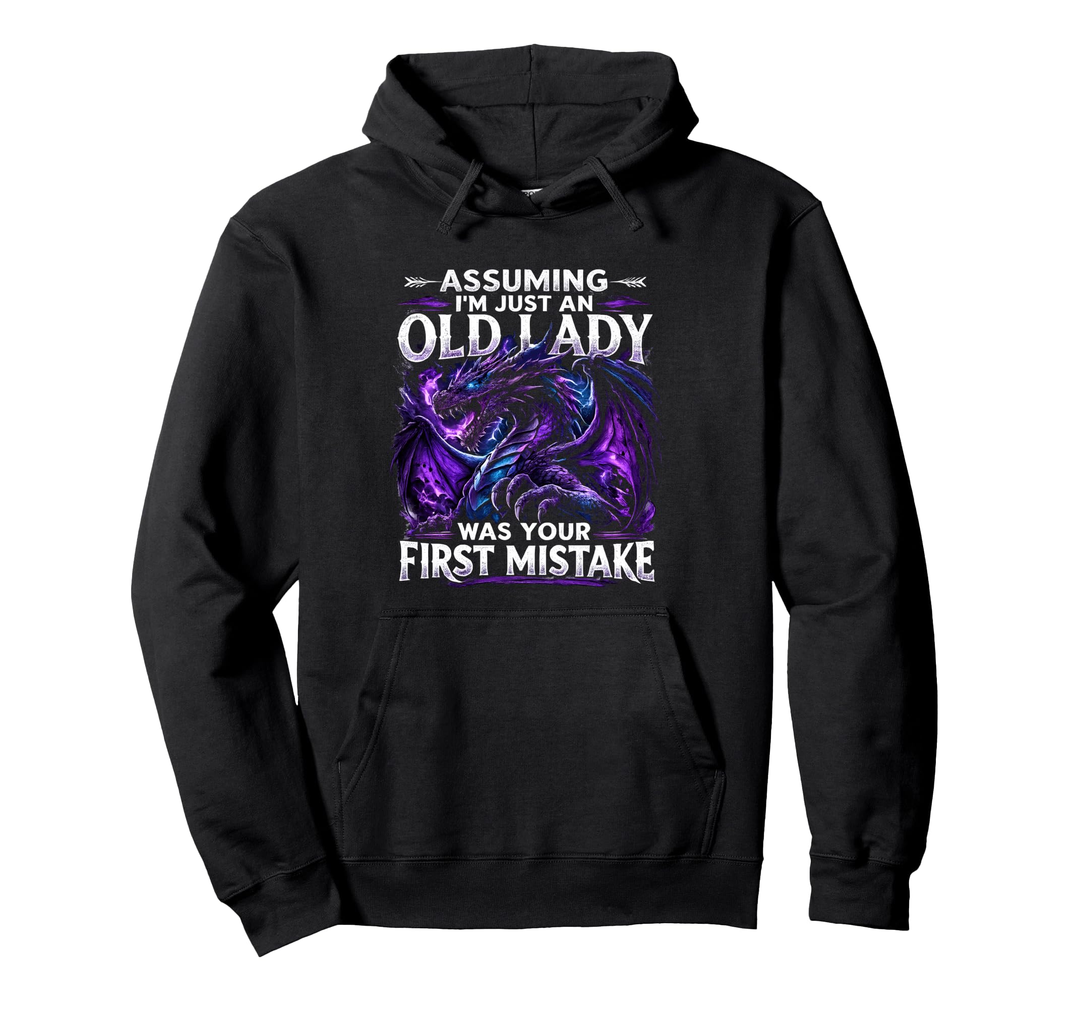 Assuming Im Just Old Lady Fantasy Book Hoodie - Minimalist Print Unisex - T-Shirt, Sweatshirt, Hoodie