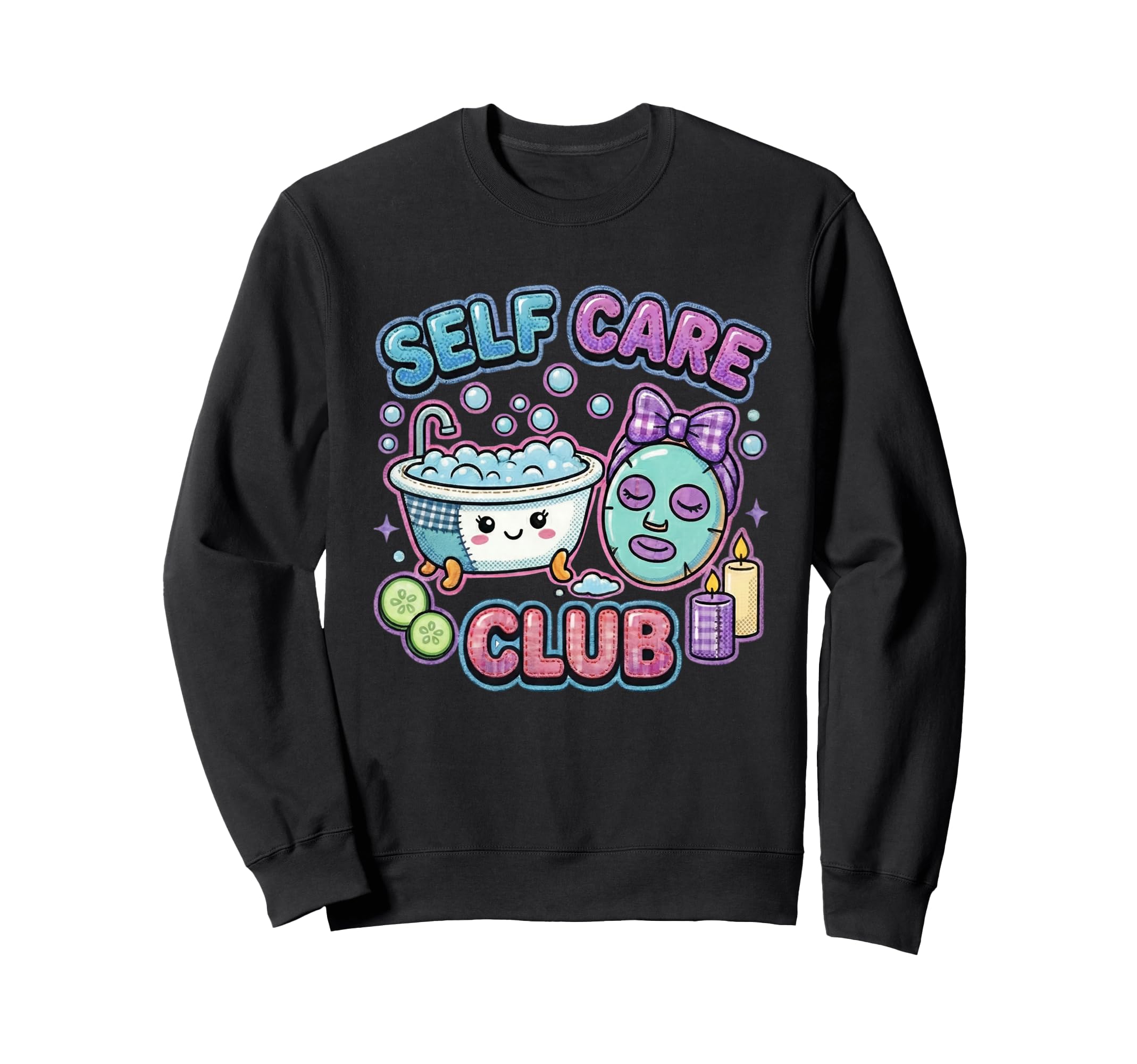 Self Care Club Kawaii Spa Day Bubble Sweatshirt - Custom Art Print Unisex - T-Shirt, Sweatshirt, Hoodie