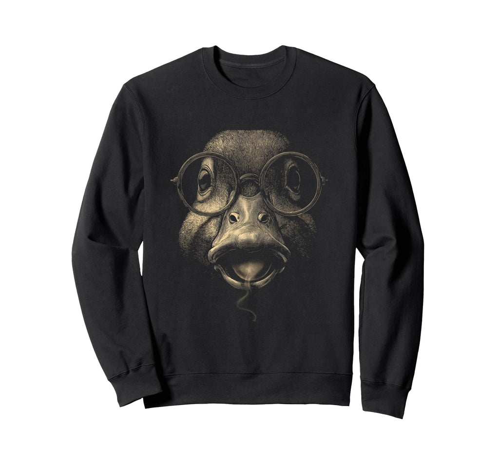 Duck Glasses Intelligent Nerd Animal Sweatshirt - Graphic Print Men Women - T-Shirt, Sweatshirt, Hoodie