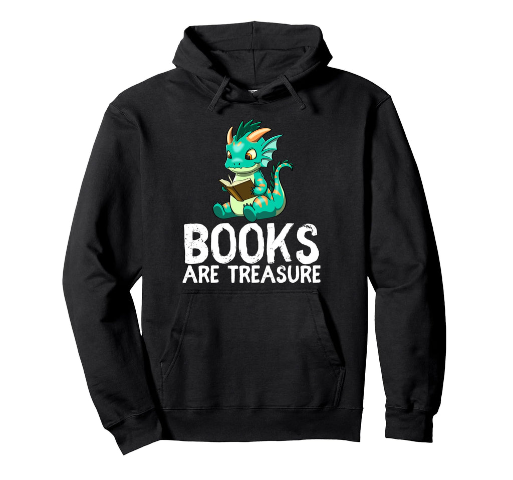 Dragon Reading Book Worm Nerd School Hoodie - Fun Novelty Design Unisex - T-Shirt, Sweatshirt, Hoodie