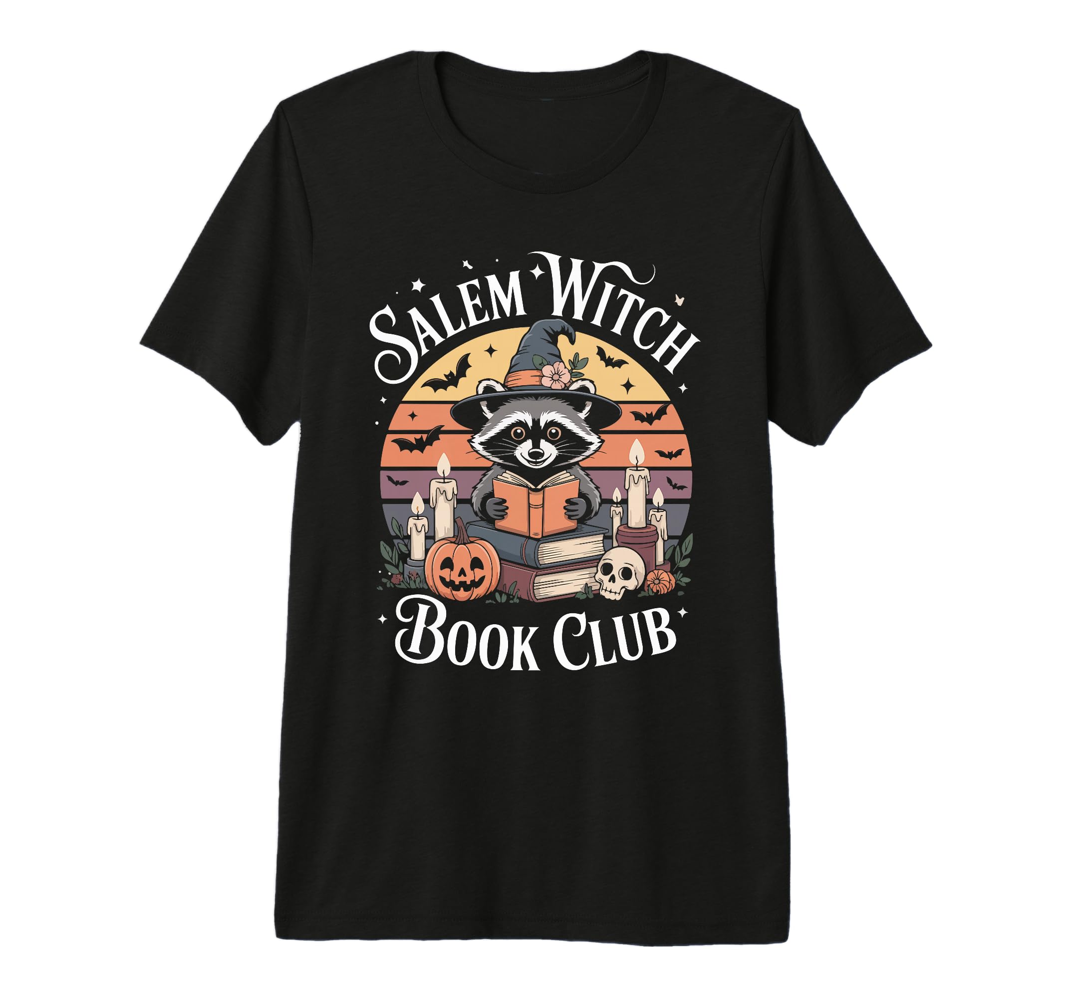 Salem Witch Book Club Raccoon Halloween T-Shirt - Custom Art Print Unisex - T-Shirt, Sweatshirt, Hoodie