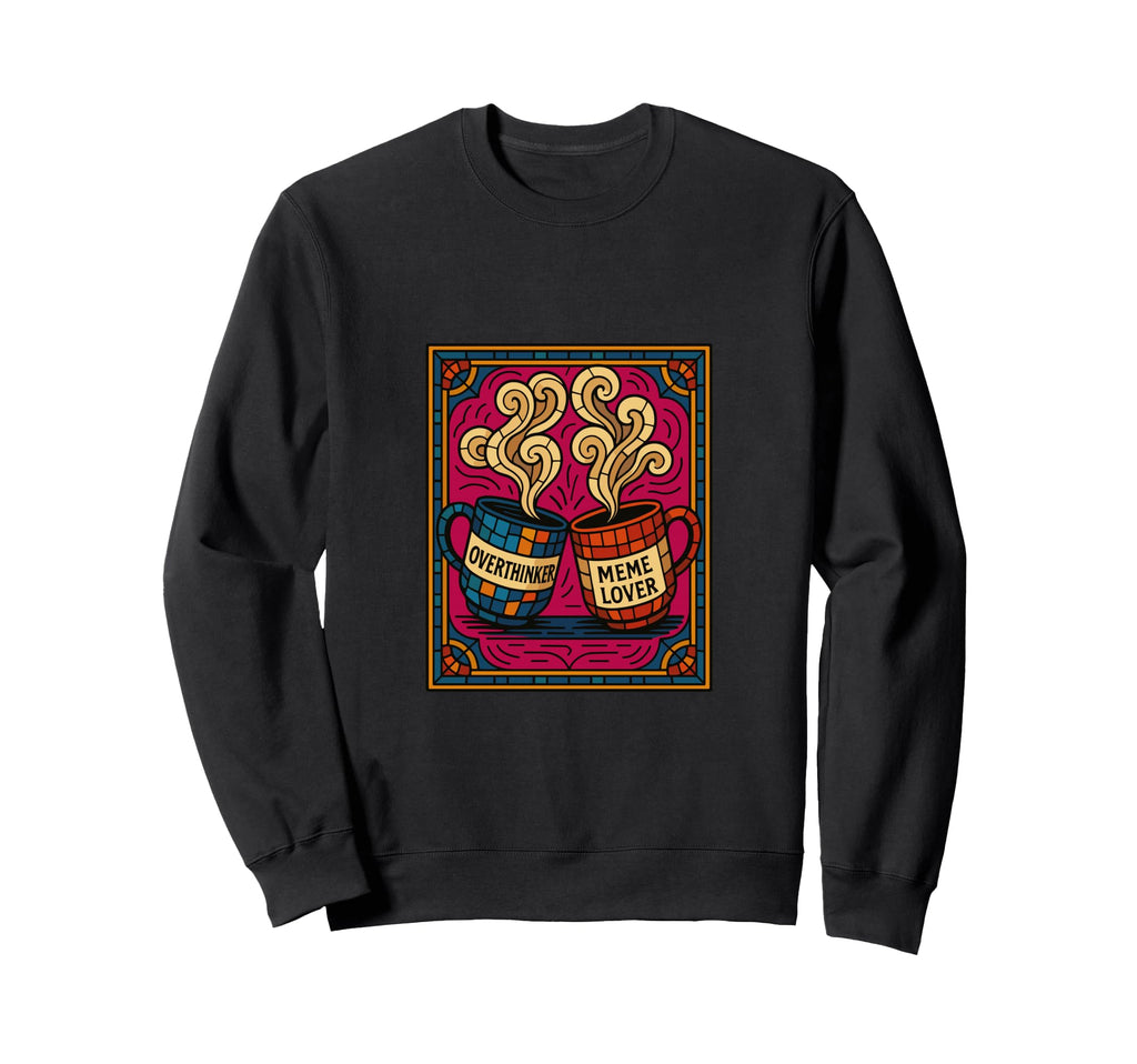 Overthinker Meme Lover Mugs Stained Sweatshirt - Unique Graphic Men Women - T-Shirt, Sweatshirt, Hoodie