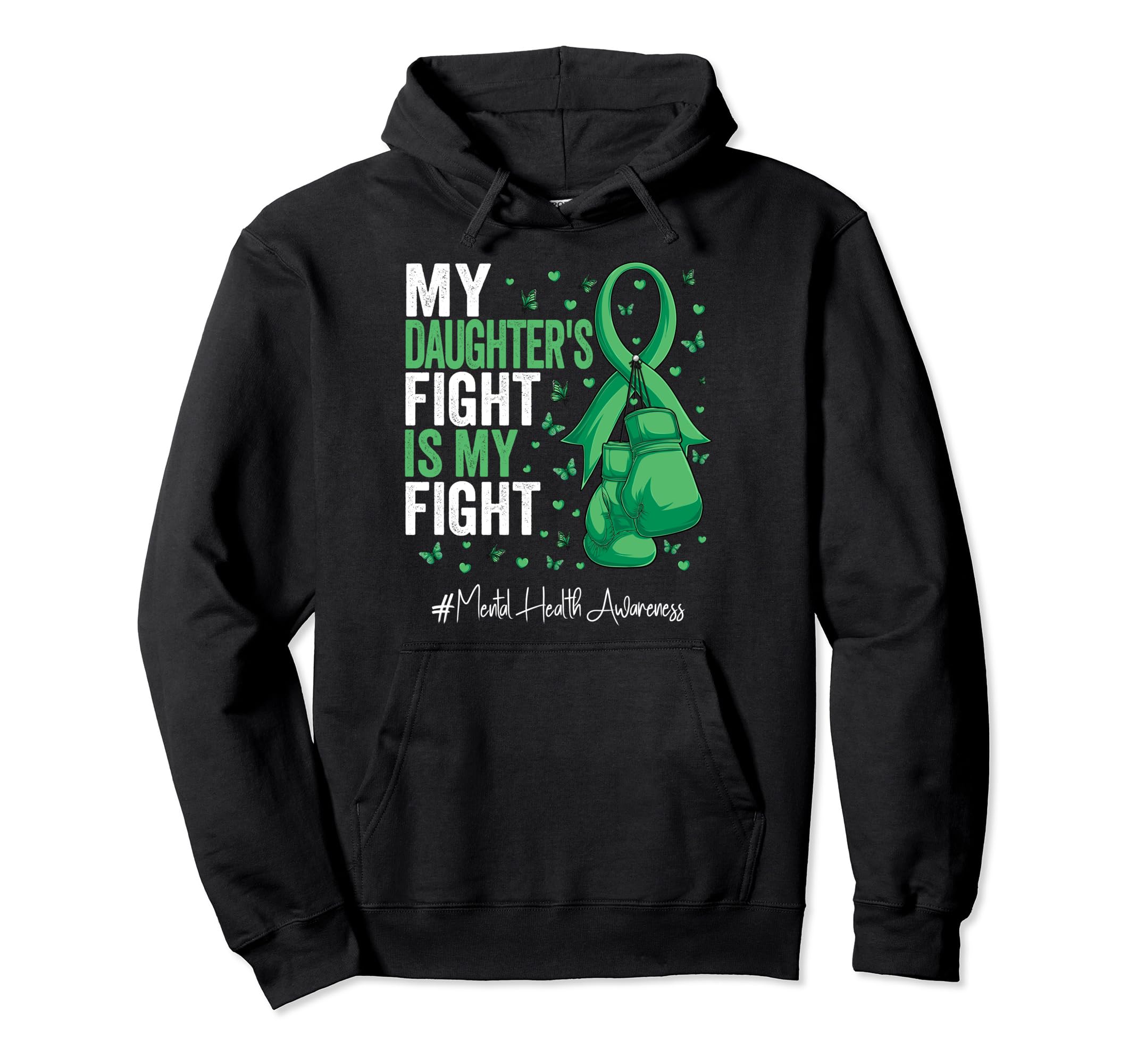 Green Ribbon Daughter Mental Health Hoodie - Aesthetic Graphic for Adults - T-Shirt, Sweatshirt, Hoodie
