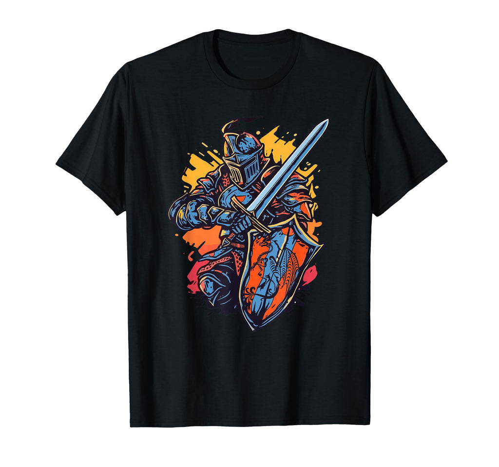 Medieval Knight Armor Sword Shield T-Shirt - Aesthetic Graphic for Adults - T-Shirt, Sweatshirt, Hoodie
