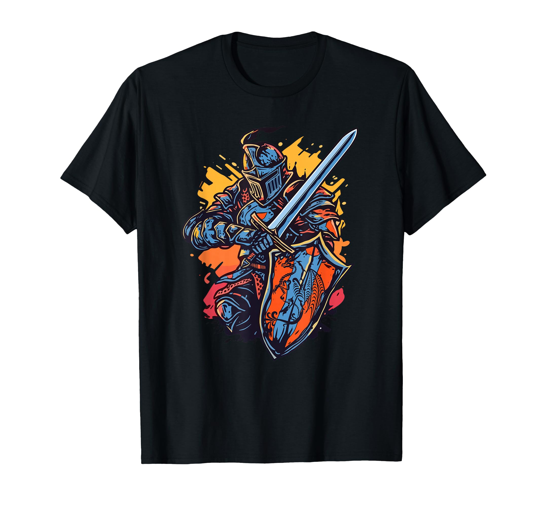 Medieval Knight Armor Sword Shield T-Shirt - Aesthetic Graphic for Adults - T-Shirt, Sweatshirt, Hoodie