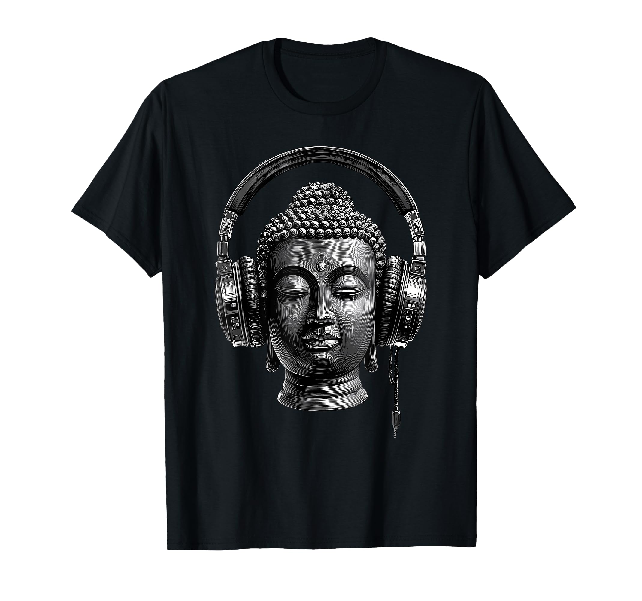Buddha Headphones Mindfulness Music Boho T-Shirt - Graphic Print Men Women - T-Shirt, Sweatshirt, Hoodie