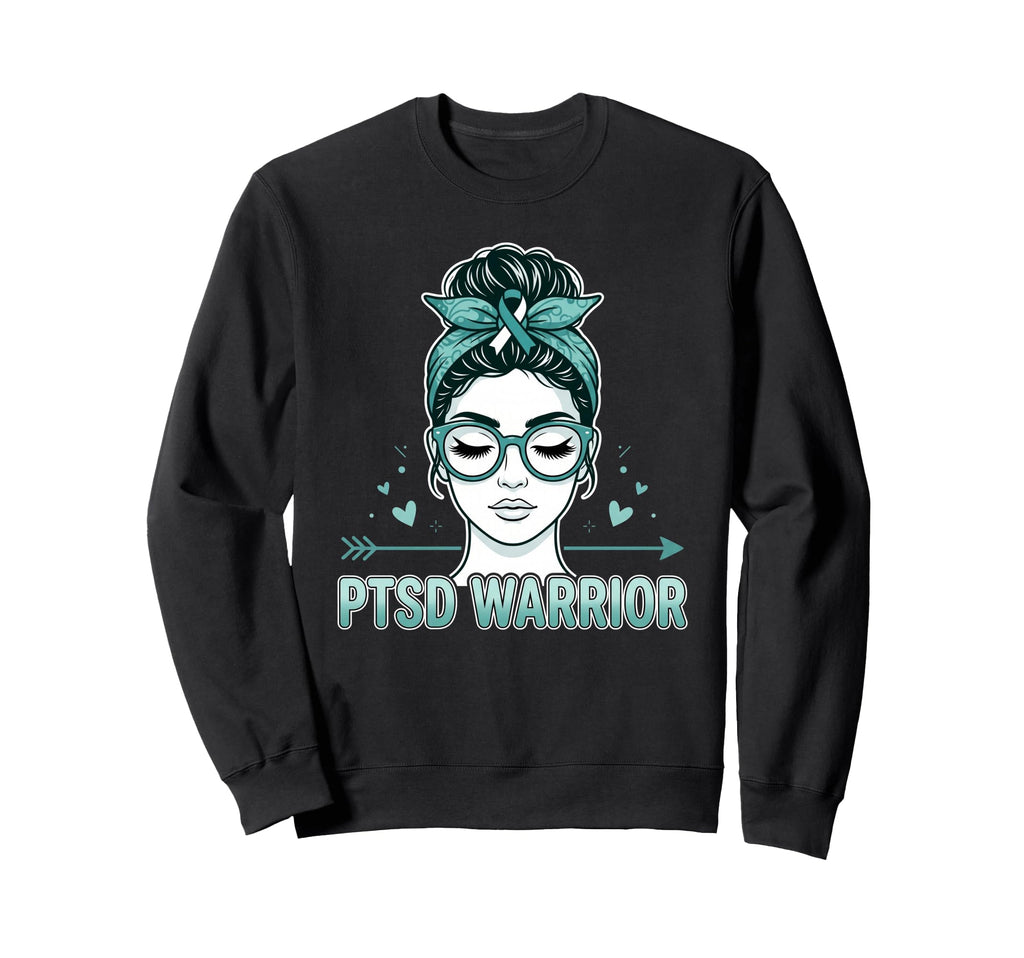 Teal Ribbon Ptsd Warrior Sweatshirt - Casual Everyday Wear for Adults - T-Shirt, Sweatshirt, Hoodie