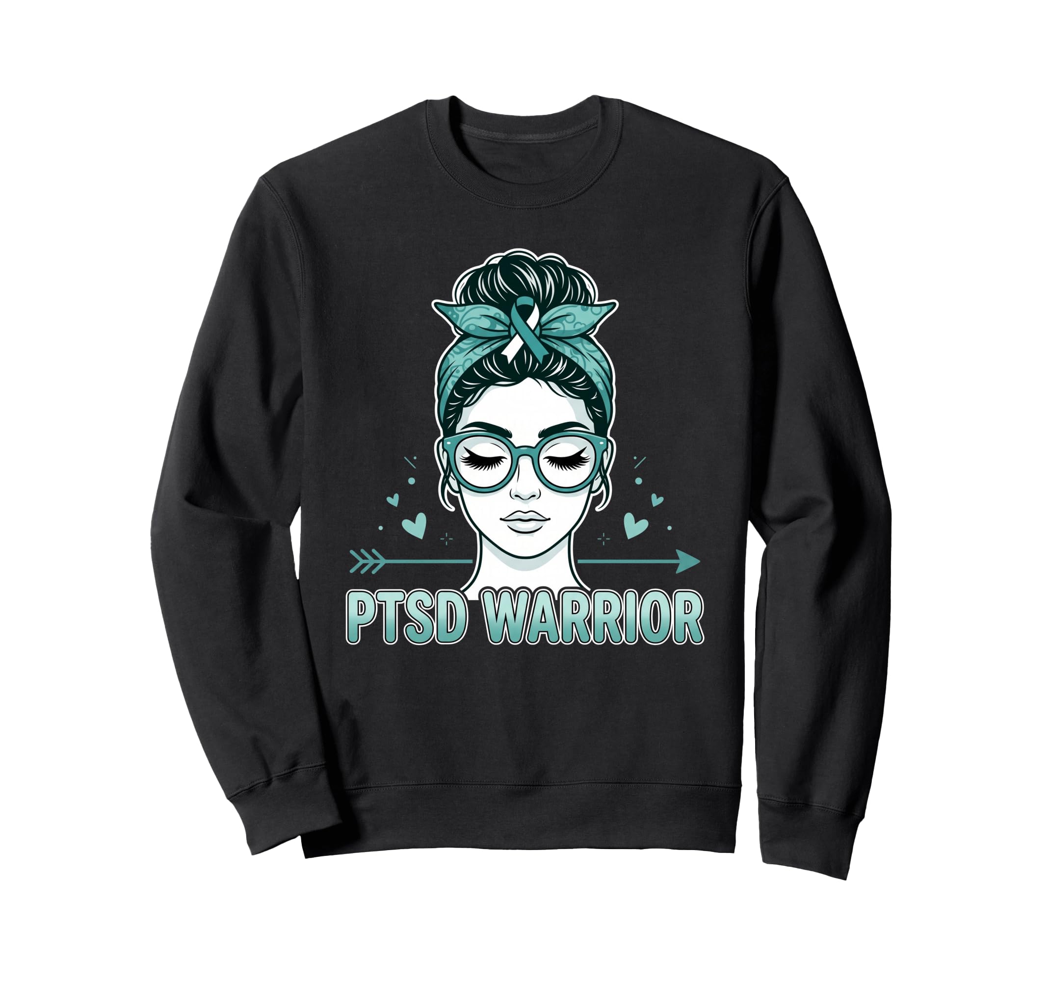 Teal Ribbon Ptsd Warrior Sweatshirt - Casual Everyday Wear for Adults - T-Shirt, Sweatshirt, Hoodie