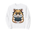 Bookworm Hamster Glasses Book Stack Sweatshirt - Novelty Apparel for Adults - T-Shirt, Sweatshirt, Hoodie