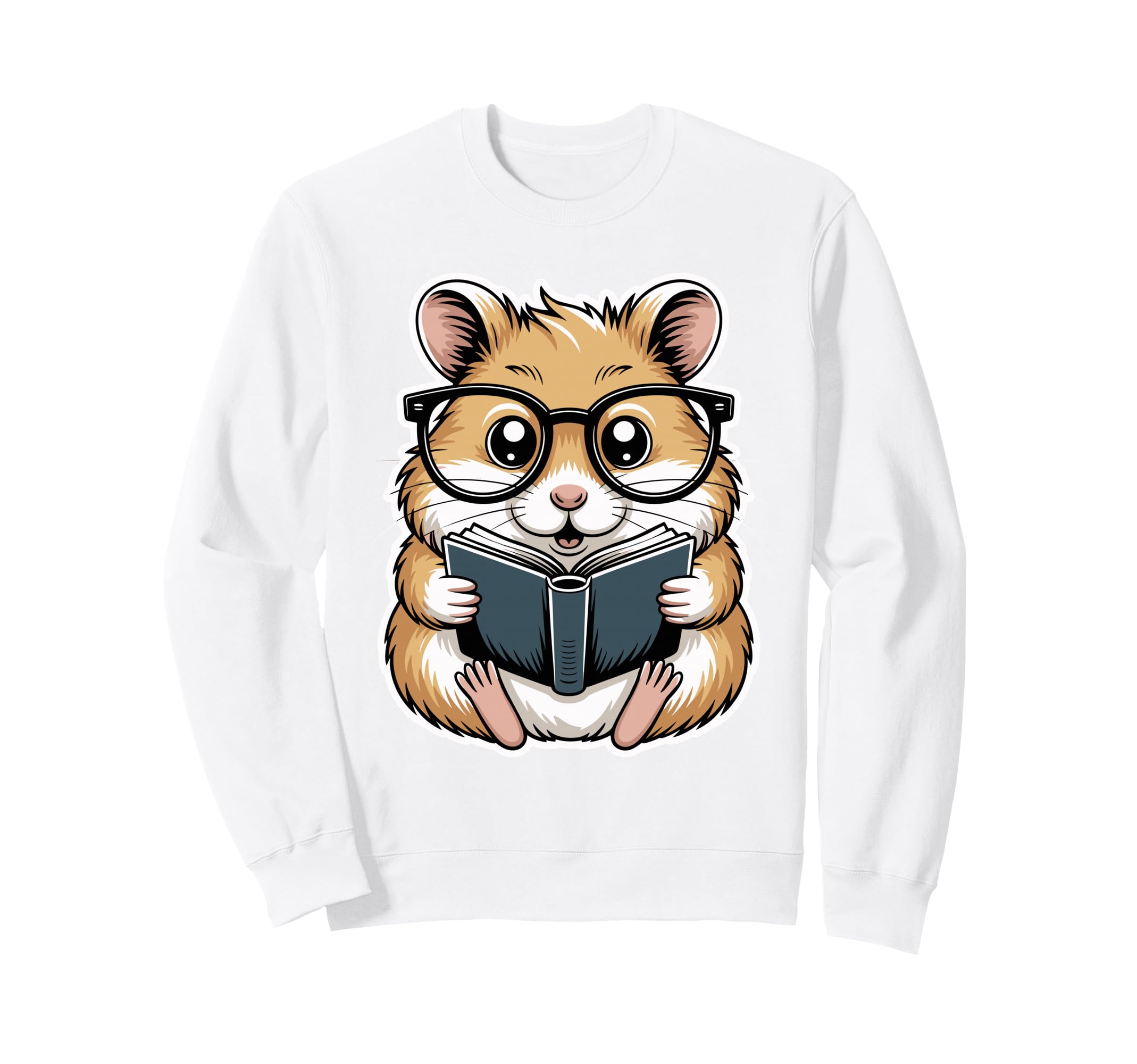 Bookworm Hamster Glasses Book Stack Sweatshirt - Novelty Apparel for Adults - T-Shirt, Sweatshirt, Hoodie