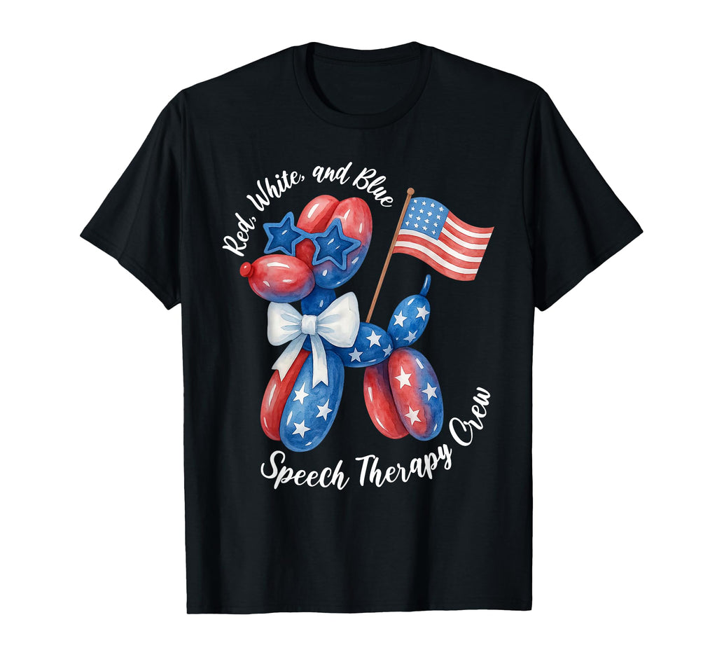 Dog Red White Blue Speech Therapy T-Shirt - Casual Everyday Wear Unisex - T-Shirt, Sweatshirt, Hoodie