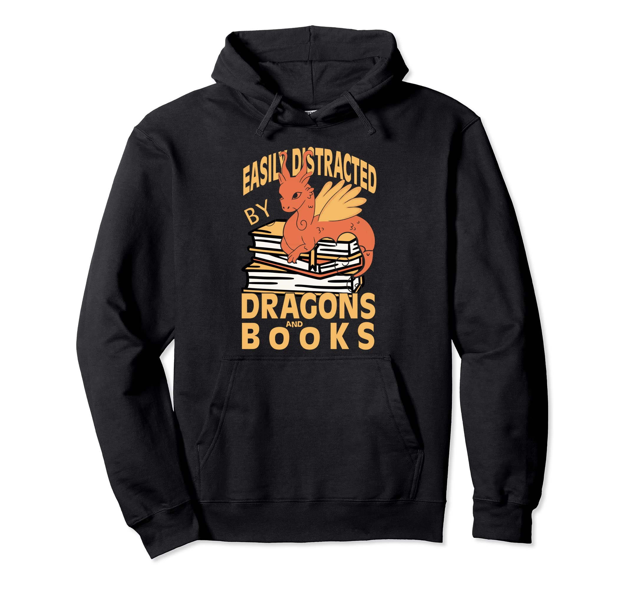 Easily Distracted Dragons And Books Hoodie - Custom Art Print for Adults - T-Shirt, Sweatshirt, Hoodie