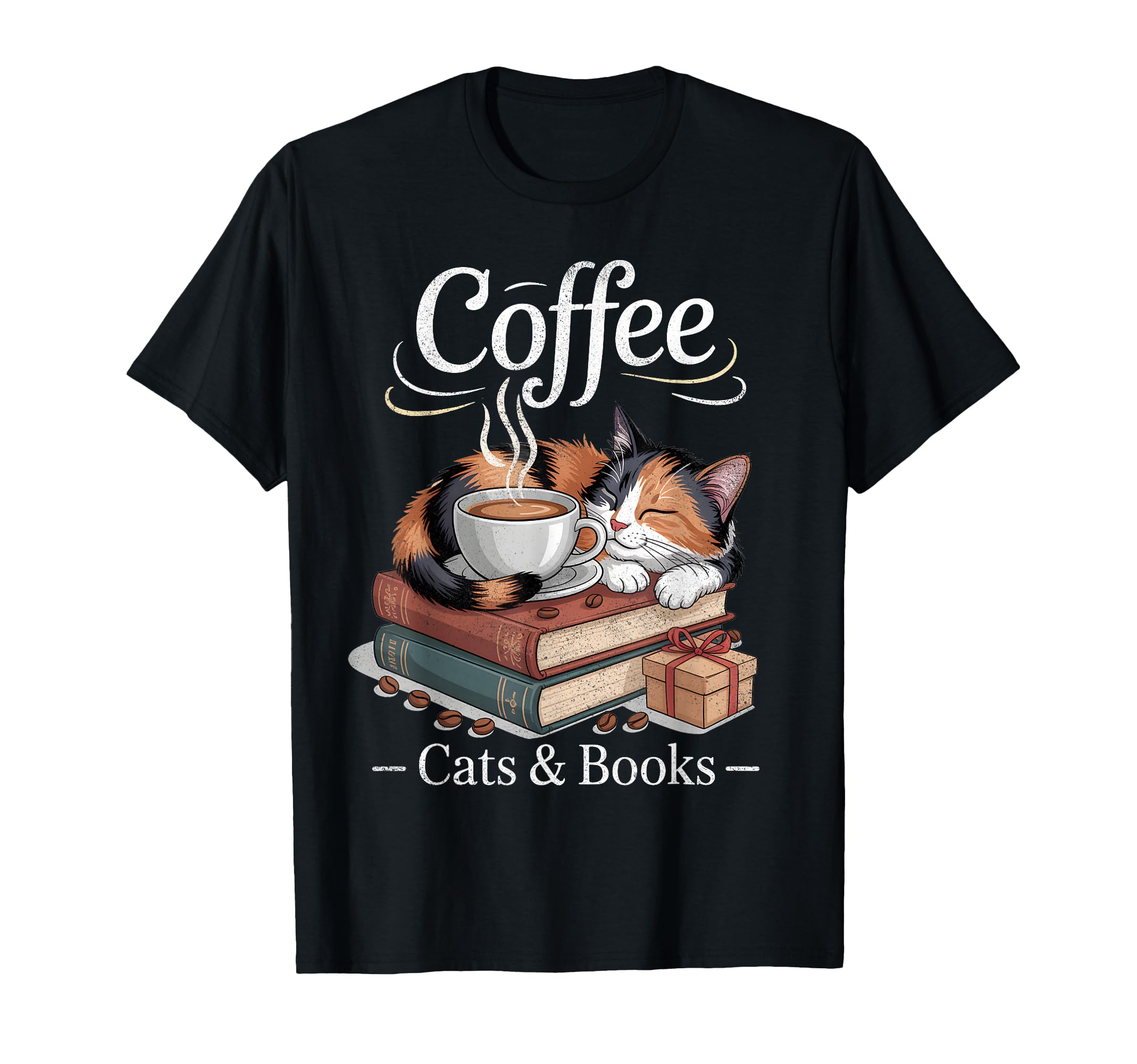 Coffee Cats And Books Cozy T-Shirt - Casual Everyday Wear for Adults - T-Shirt, Sweatshirt, Hoodie
