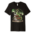Distressed Bookworm Dragon Reading Stacked T-Shirt - Trendy Graphic Unisex - T-Shirt, Sweatshirt, Hoodie