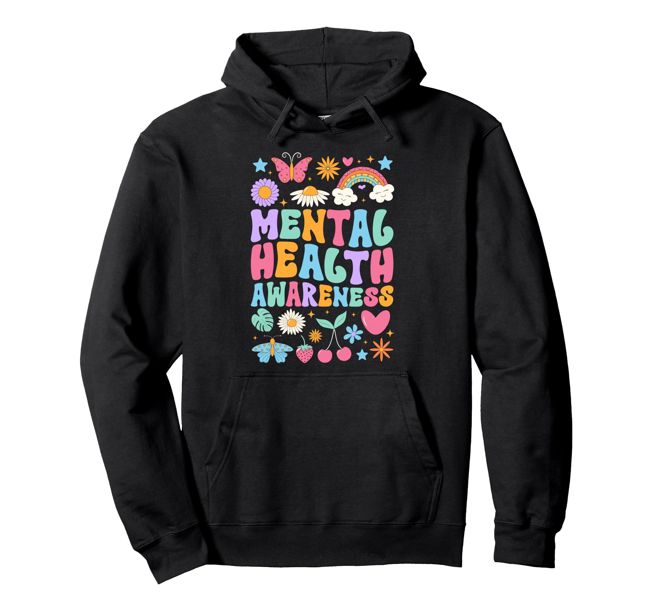 Mental Health Awareness Groovy Hoodie - Casual Everyday Wear for Adults - T-Shirt, Sweatshirt, Hoodie